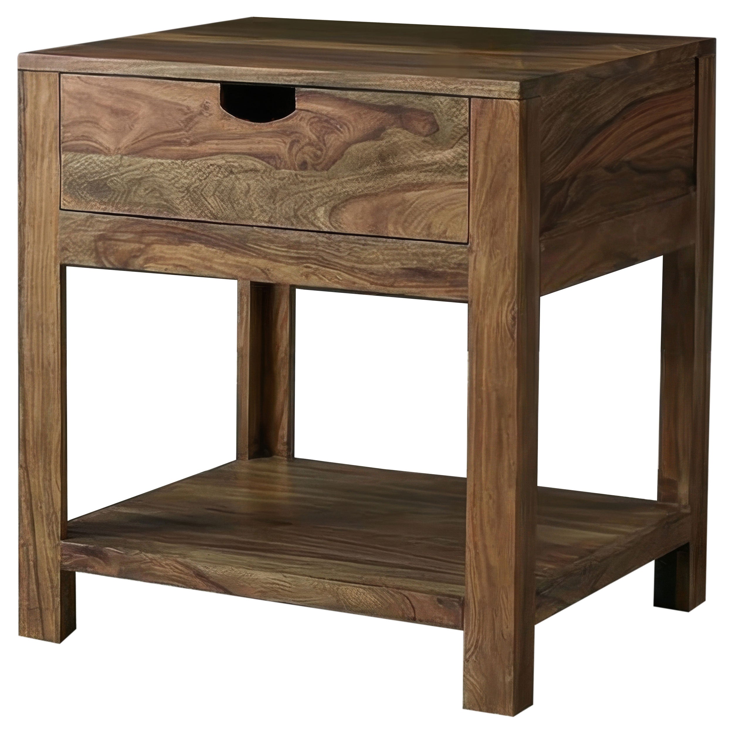 Esther 1-drawer Solid Wood Side End Table Natural Sheesham — view 4