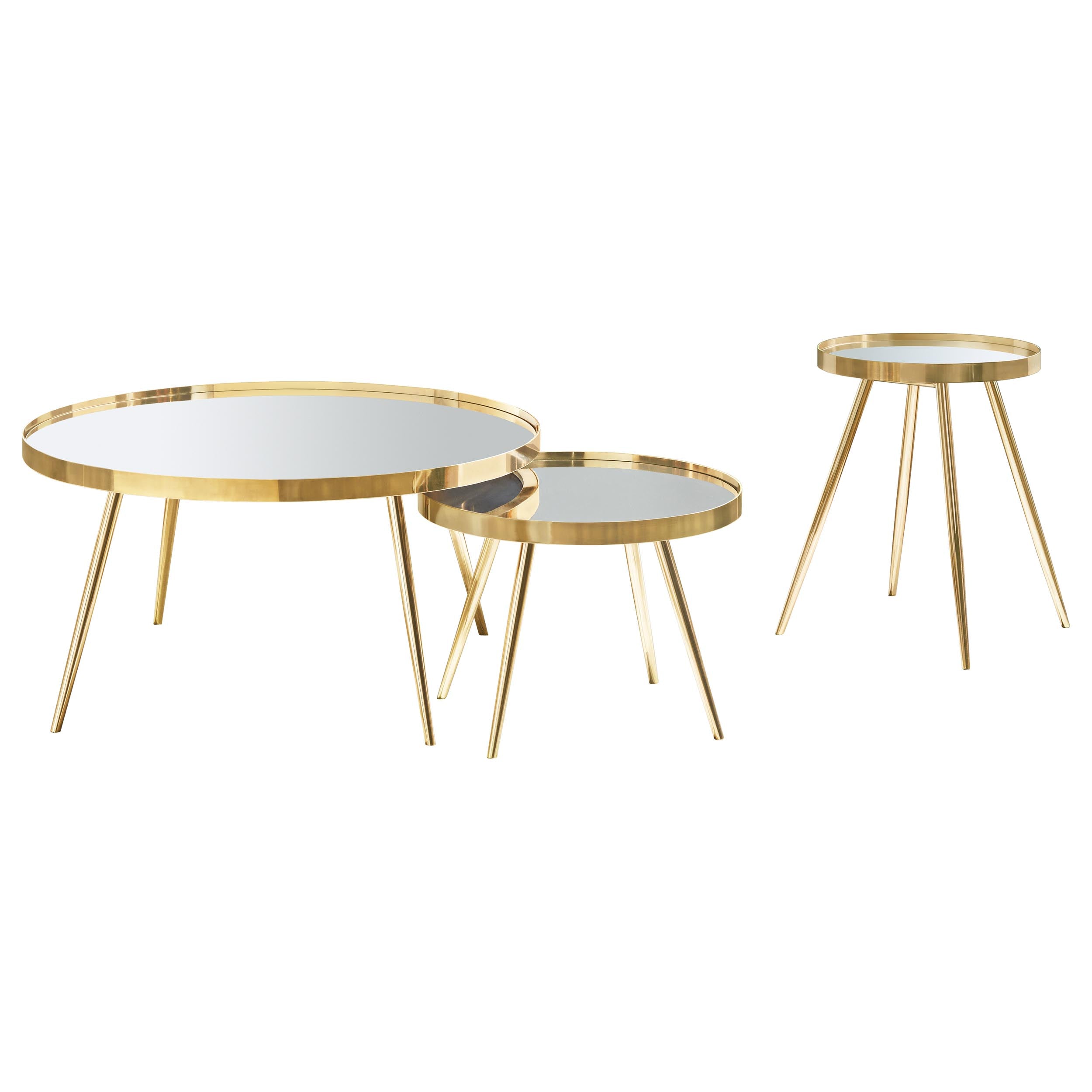 Kaelyn 3-piece Round Coffee and End Table Set Gold — view 2