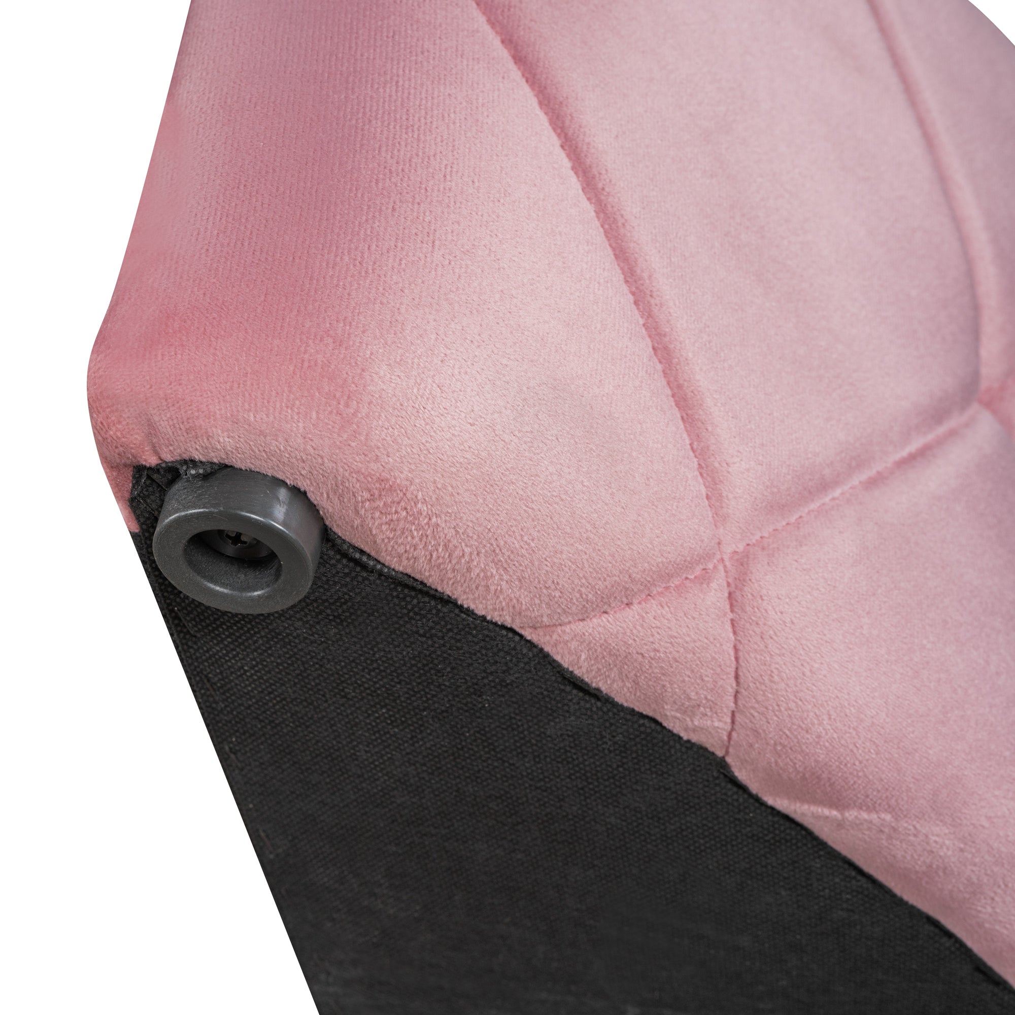 Upholstered Platform Bed Queen Size Storage Velvet Bed with Wingback Headboard and 1 Big Drawer,2 Side Storage Stool(Pink) - Atlantic Fine Furniture Melbourne FL