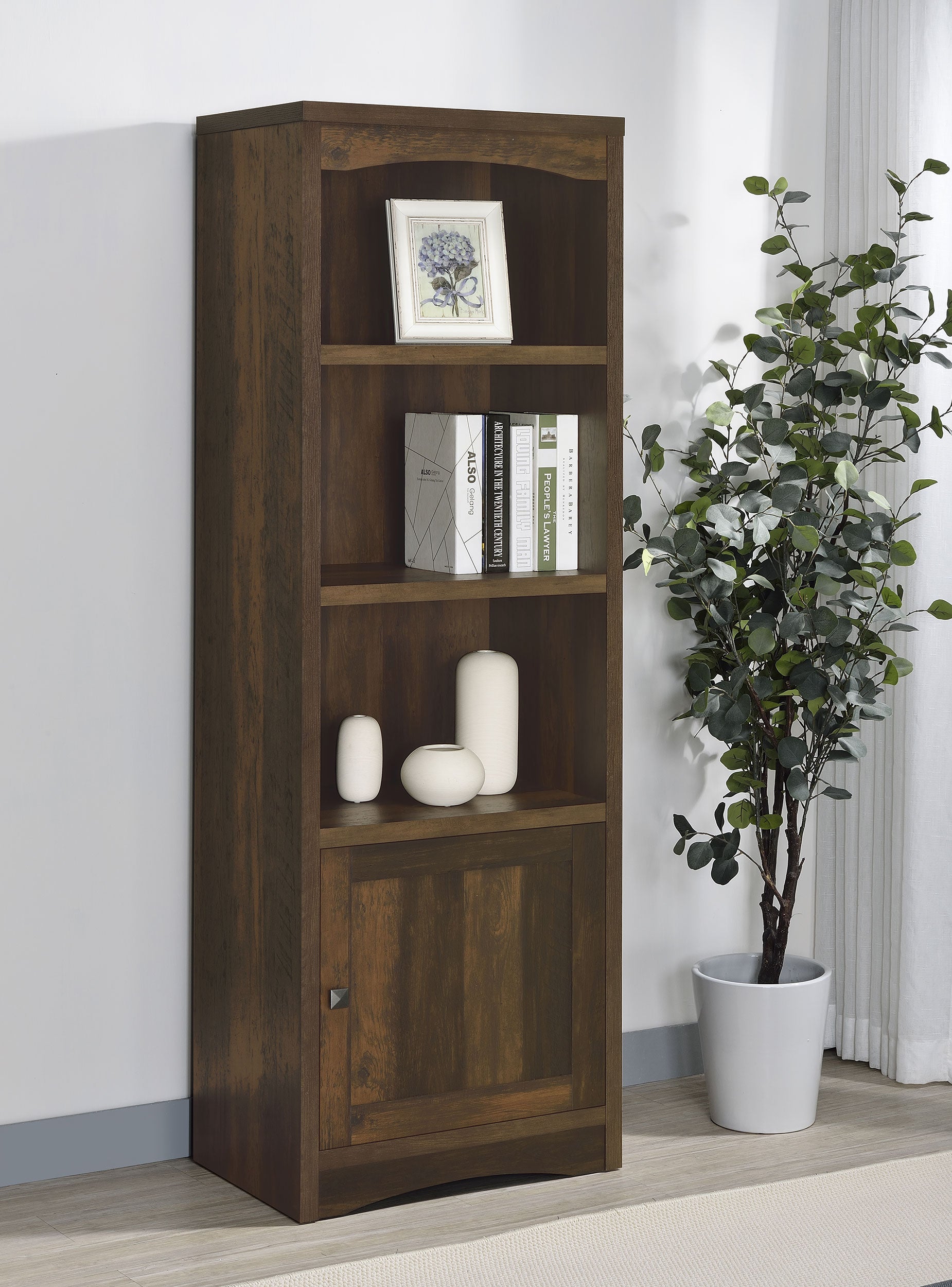 Laughlin 4-shelf Engineered Wood Media Tower Dark Pine — view 2