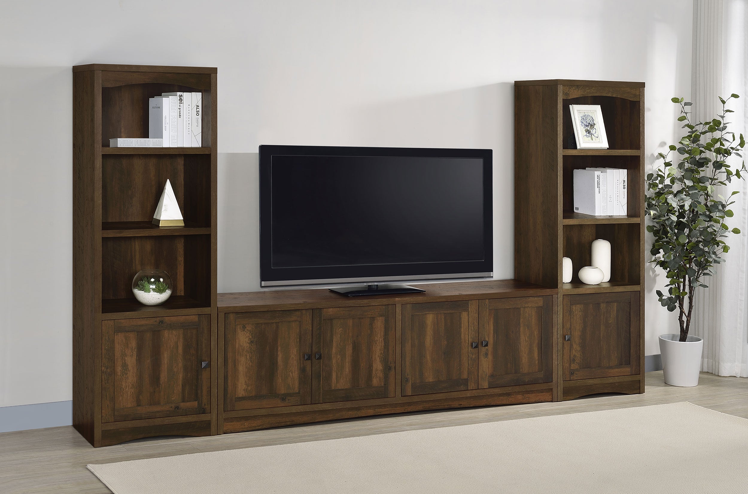 Laughlin 4-shelf Engineered Wood Media Tower Dark Pine — view 14