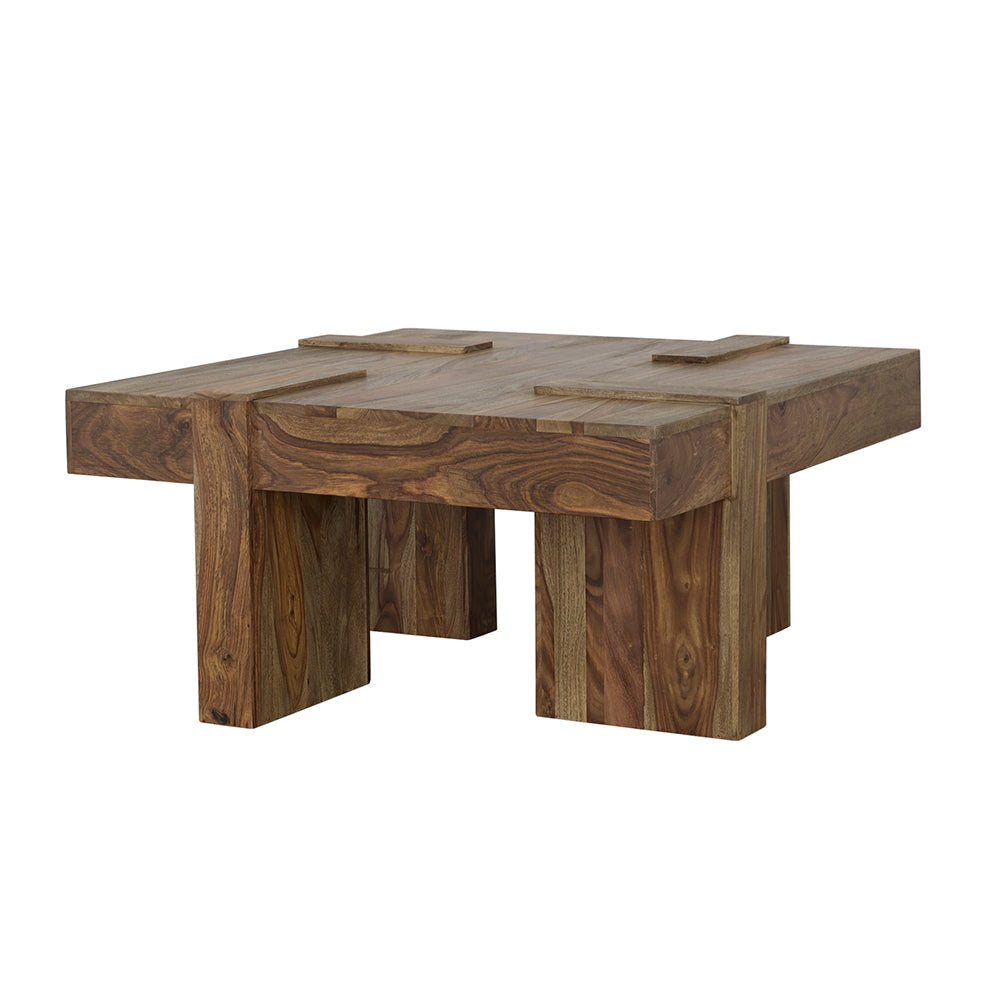 Samira Square Solid Wood Coffee Table Natural Sheesham — view 4