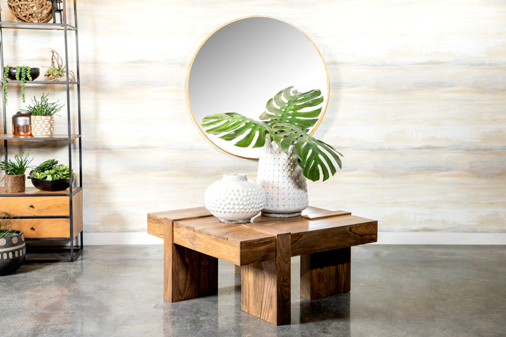 Samira Square Solid Wood Coffee Table Natural Sheesham — view 13