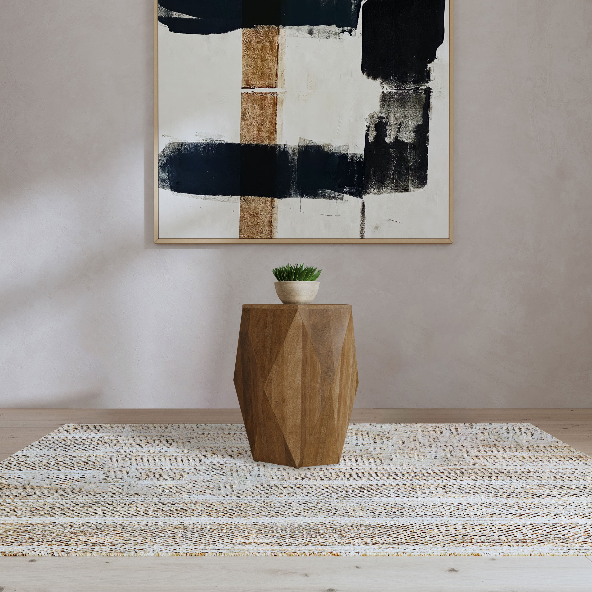 Zalika Hexagonal Solid Mango Wood End Table Natural — view 2