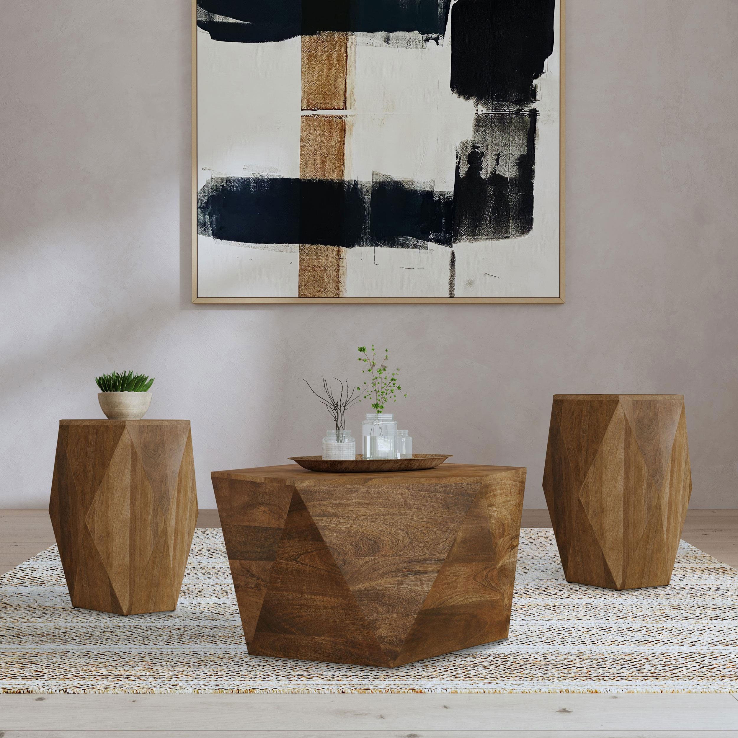 Zalika 3-piece Solid Wood Coffee and End Table Set Natural — view 1