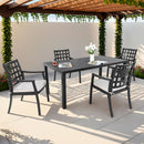 5 Pieces Outdoor Patio Dining Set, Rectangular Table And 4 Stationary Dining Chairs - Ember Black