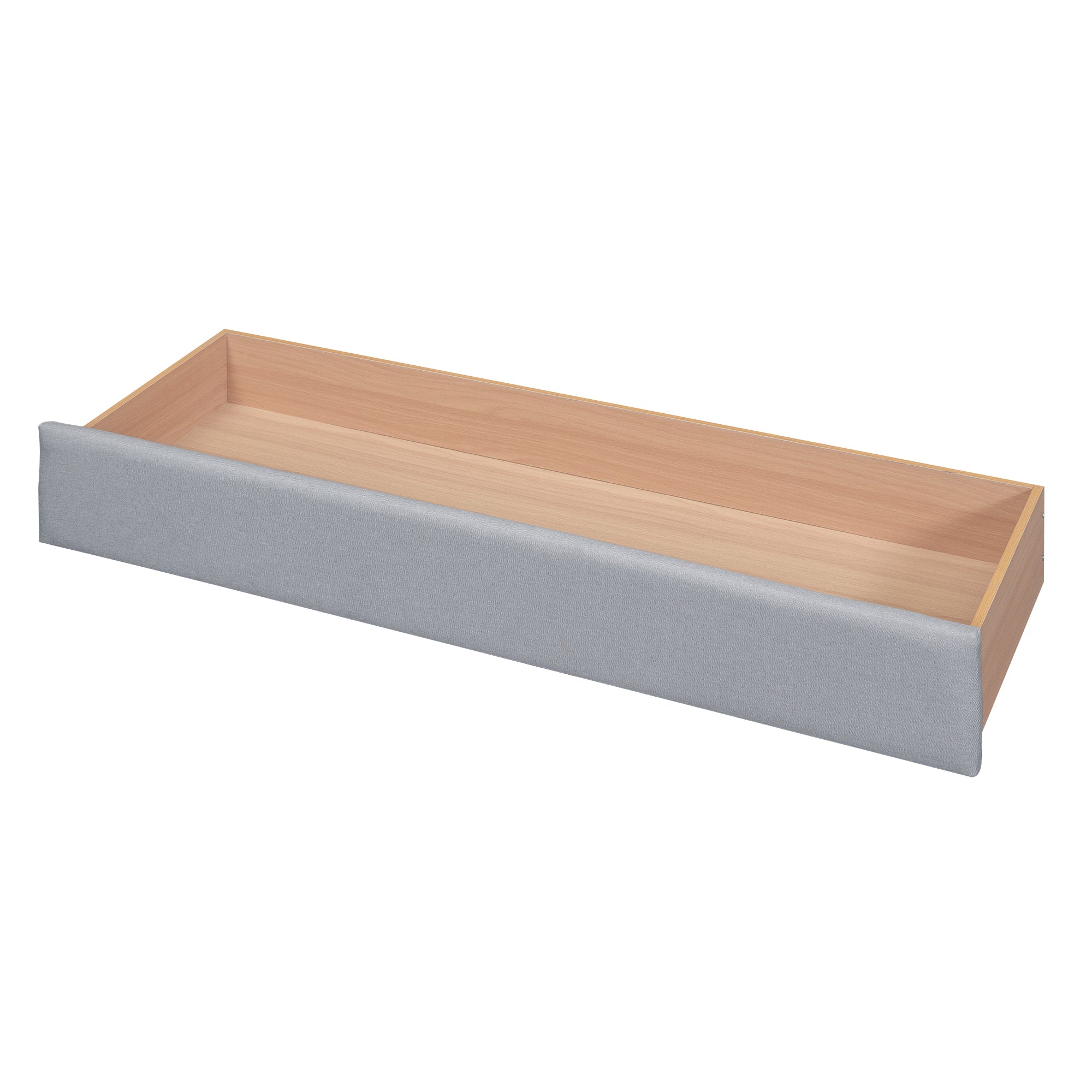 Queen Size Upholstered Platform Bed with One Large Drawer in the Footboard and Drawer on Each Side,Gray - Atlantic Fine Furniture Melbourne FL