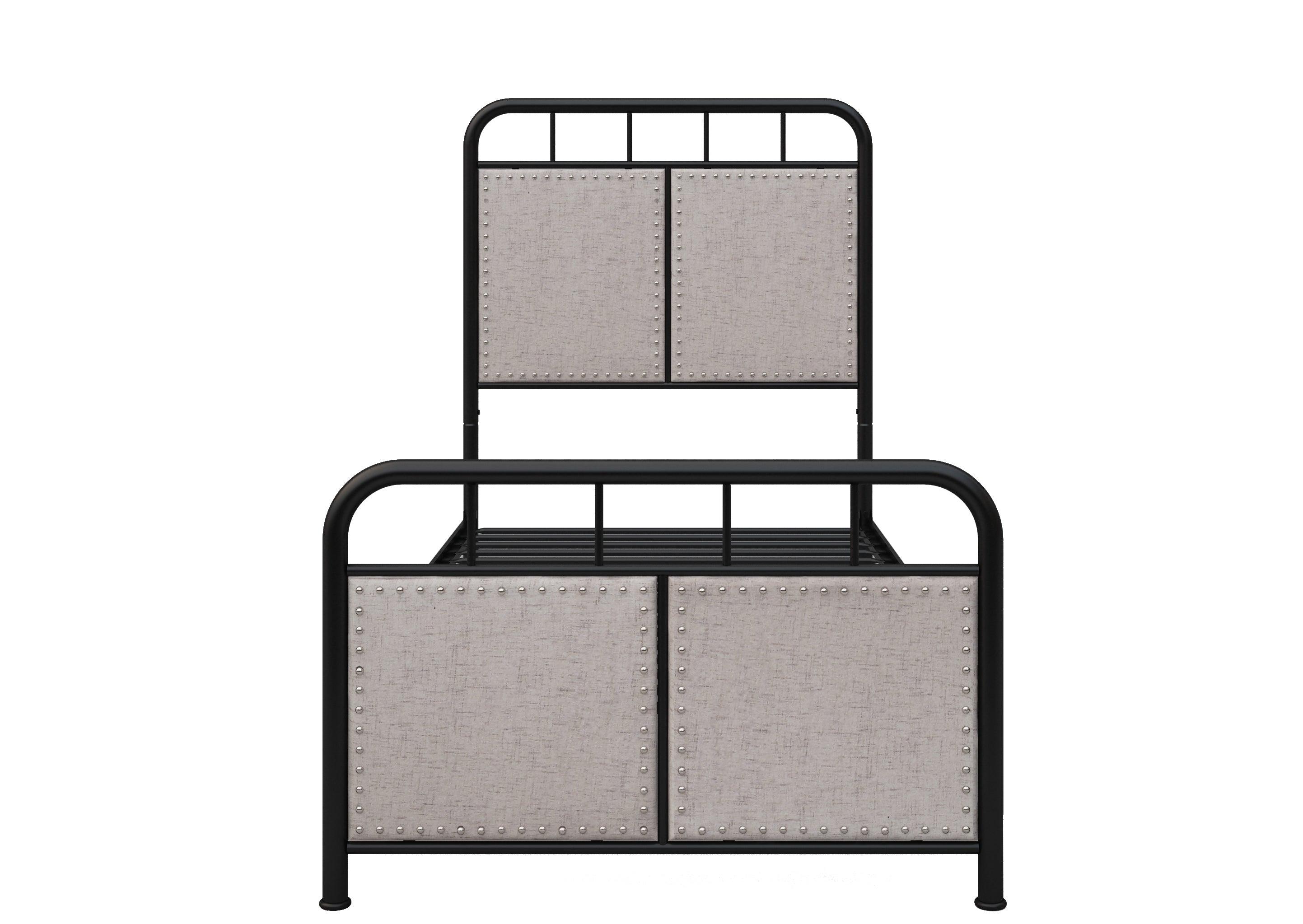 Twin Size Linen Upholstered Platform Metal Bed Frame with fabric Headboard and Footboard