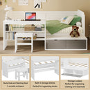 Daybed With Storage Shelves And Lockers, Multi Functional Bed With Study Desk And Matching Stool