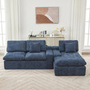 Cloud Sectional Sofa With Double Layer Cushion And Side Pockets, Free-Combined