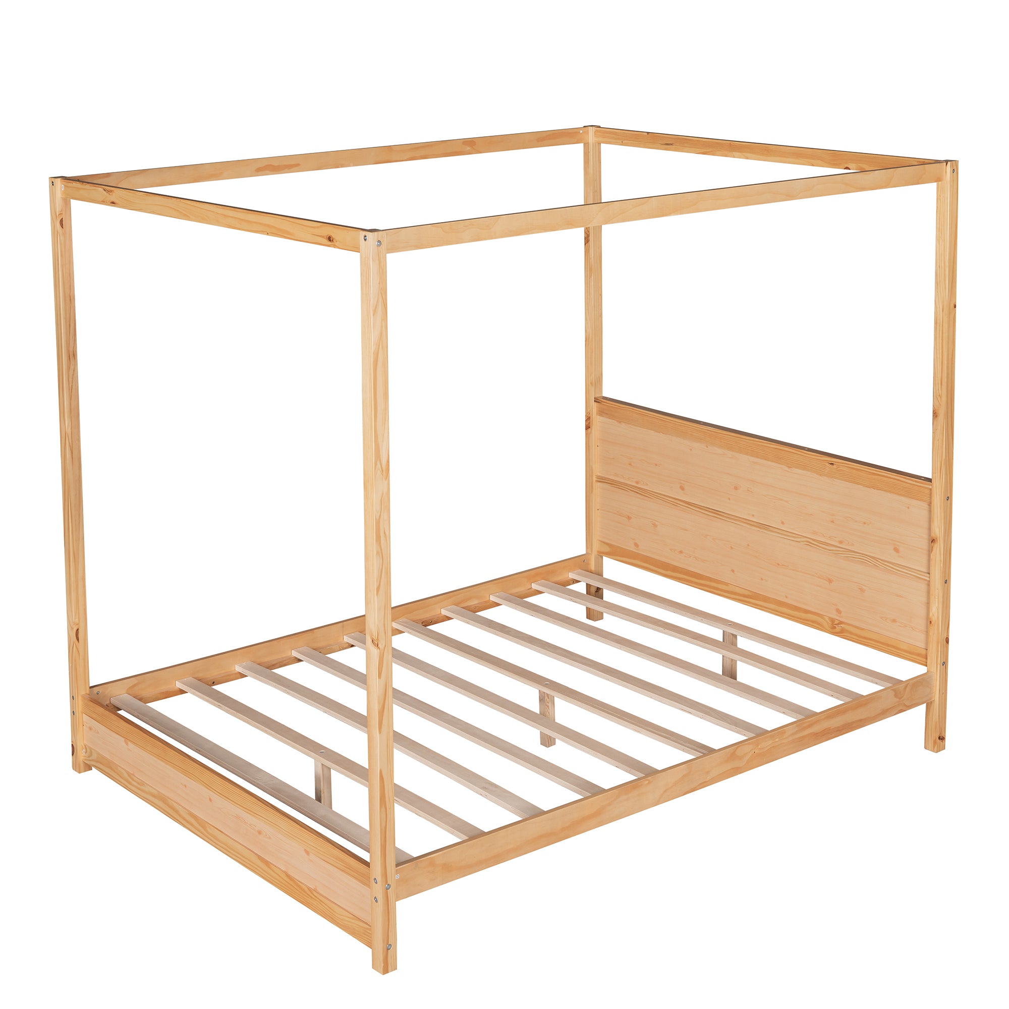Queen Size Canopy Platform Bed with Headboard and Support Legs,Natural - Atlantic Fine Furniture Melbourne FL