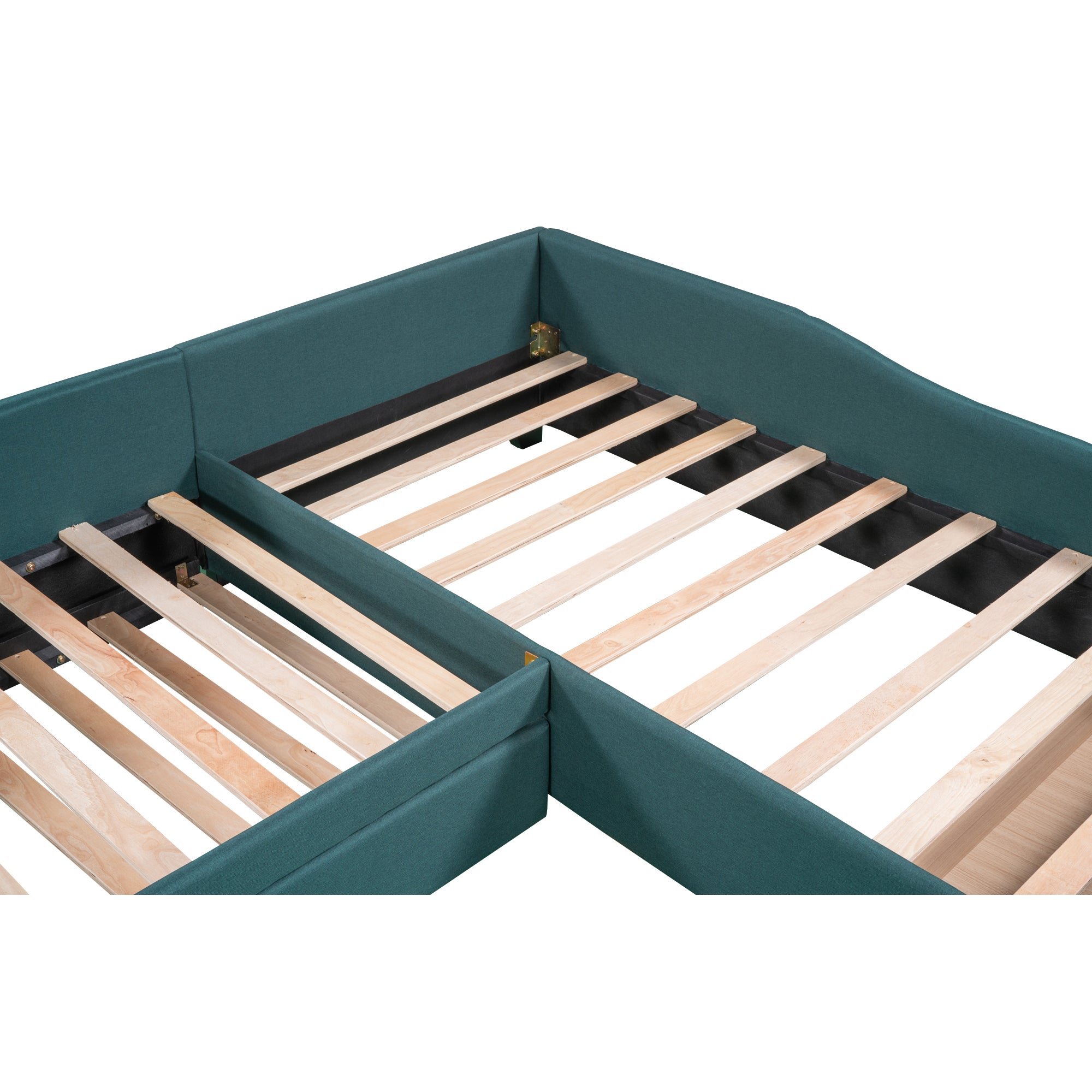 Upholstered Double Twin Size Daybed with Trundle and Drawer, Green - Atlantic Fine Furniture Melbourne FL