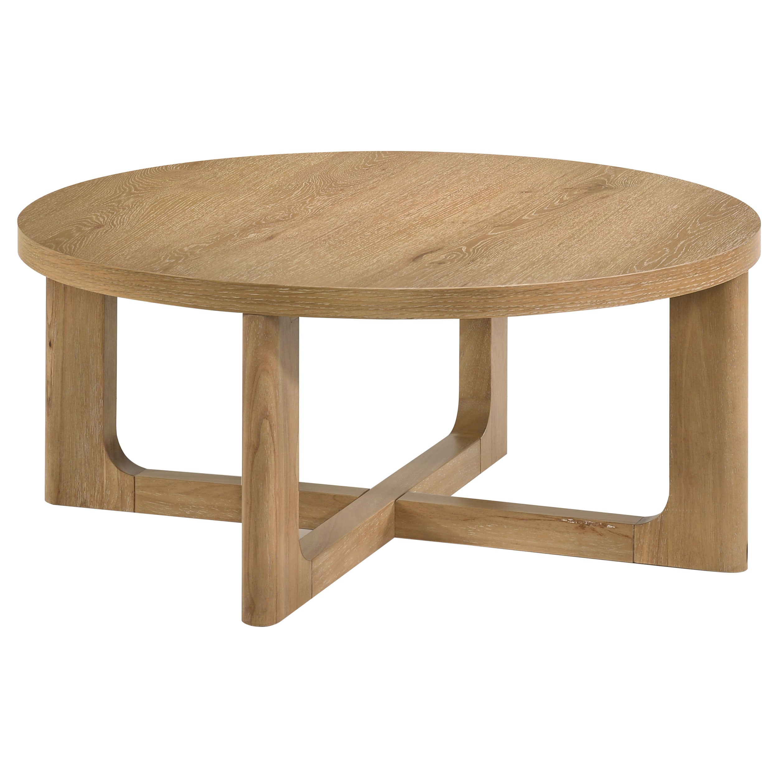 Kessler Round Sculptural Wood Coffee Table Light Oak — view 1