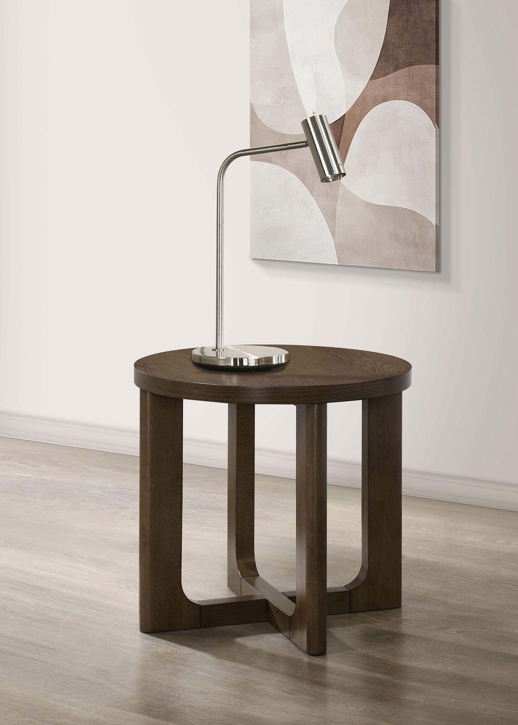 Kessler Round Sculptural Wood End Table Brown — view 2