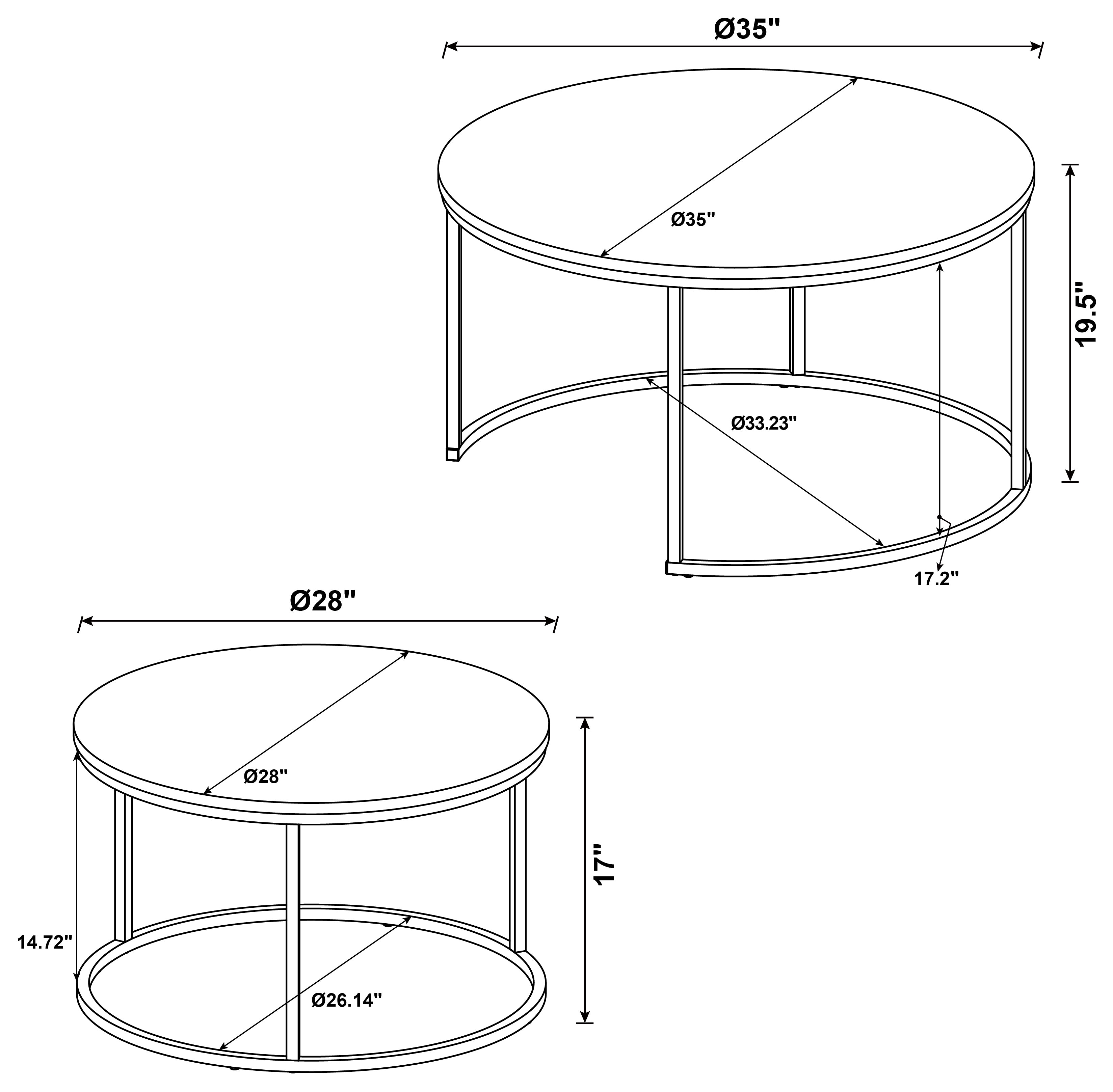Lainey 2-piece Round Faux Marble Nesting Coffee Table Grey — view 5