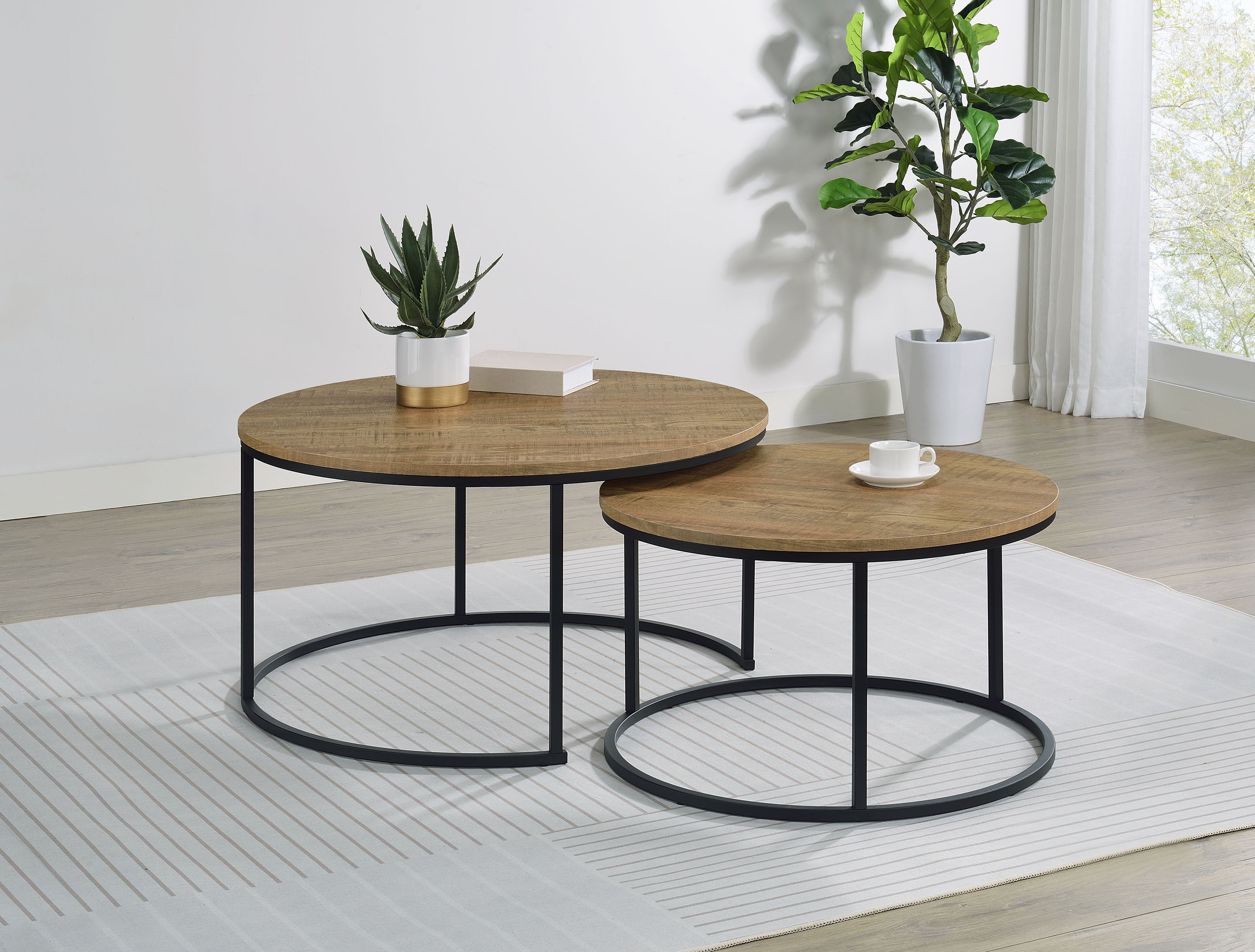 Lainey 2-piece Round Nesting Coffee Table Mango — view 2