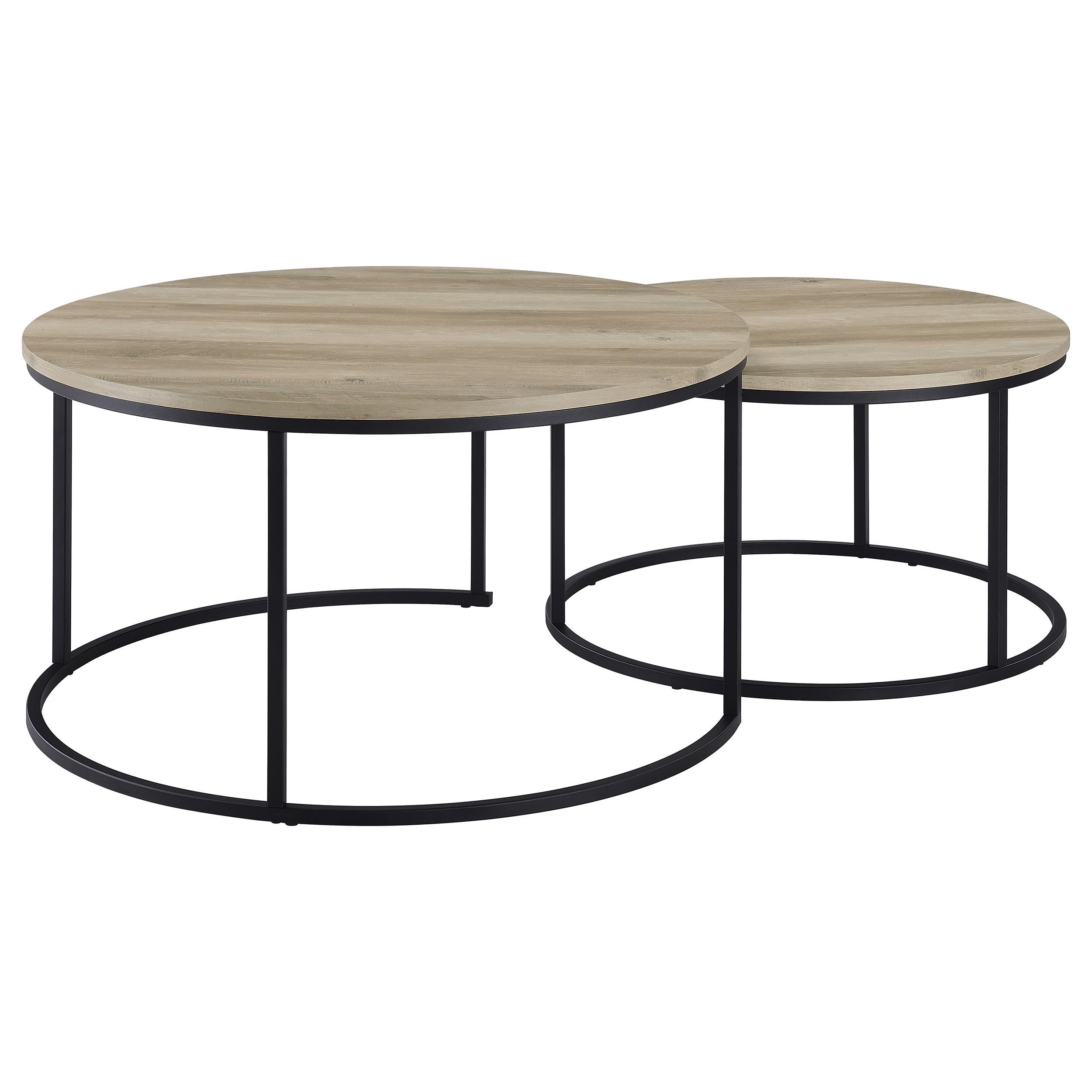 Lainey 2-piece Round Nesting Coffee Table Distressed Pine — view 7