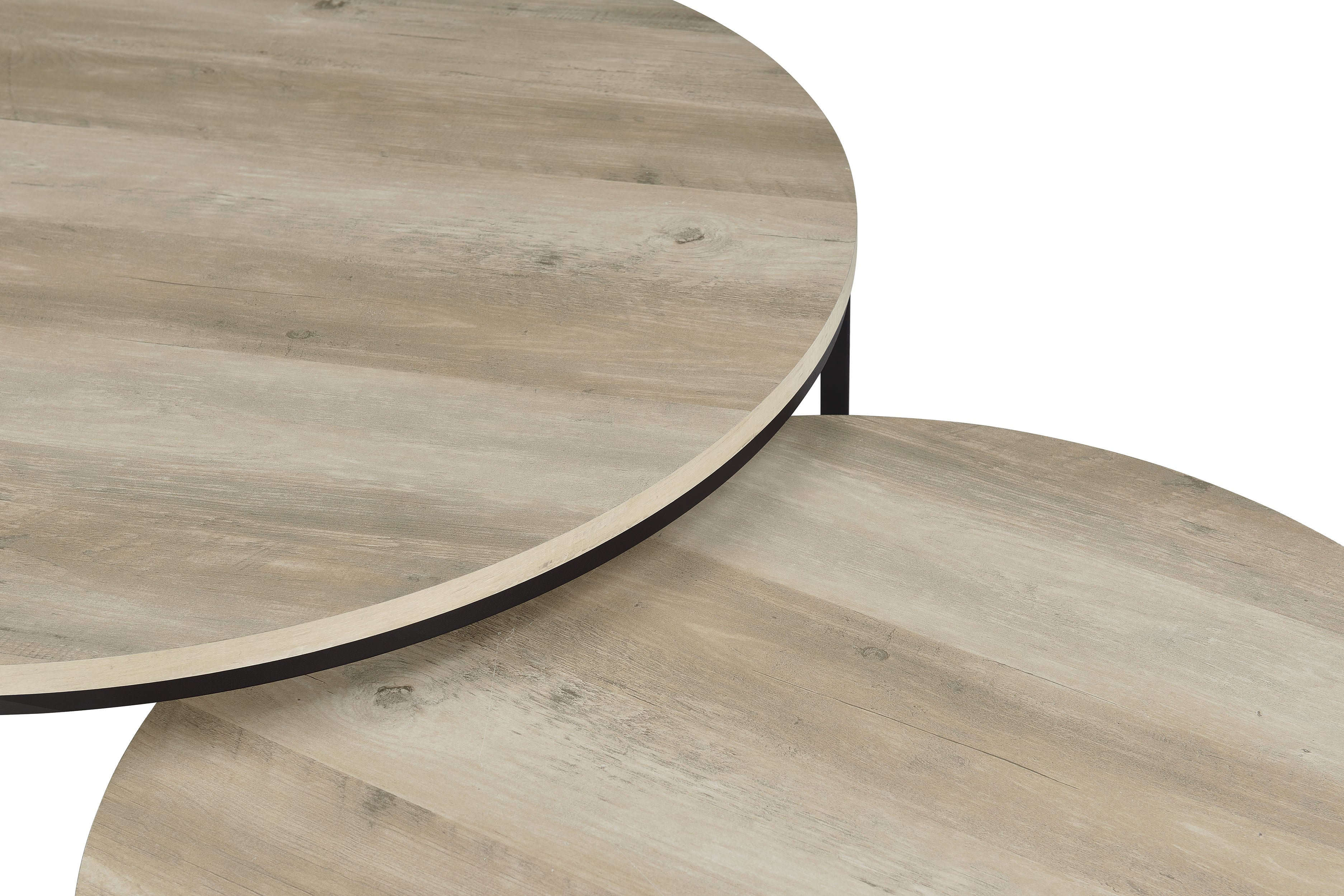 Lainey 2-piece Round Nesting Coffee Table Distressed Pine — view 9