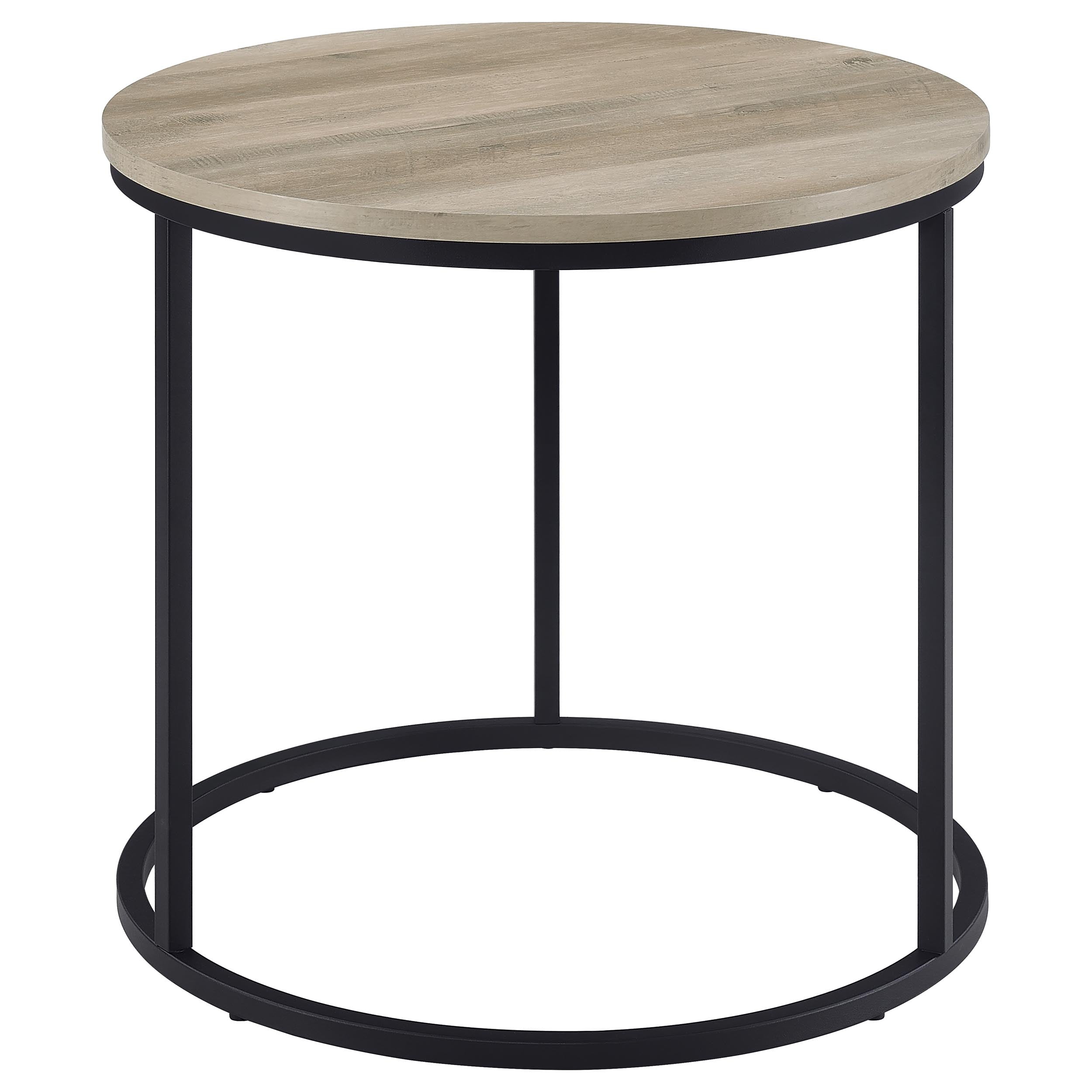 Lainey Round Occasional Side End Table Distressed Pine — view 3