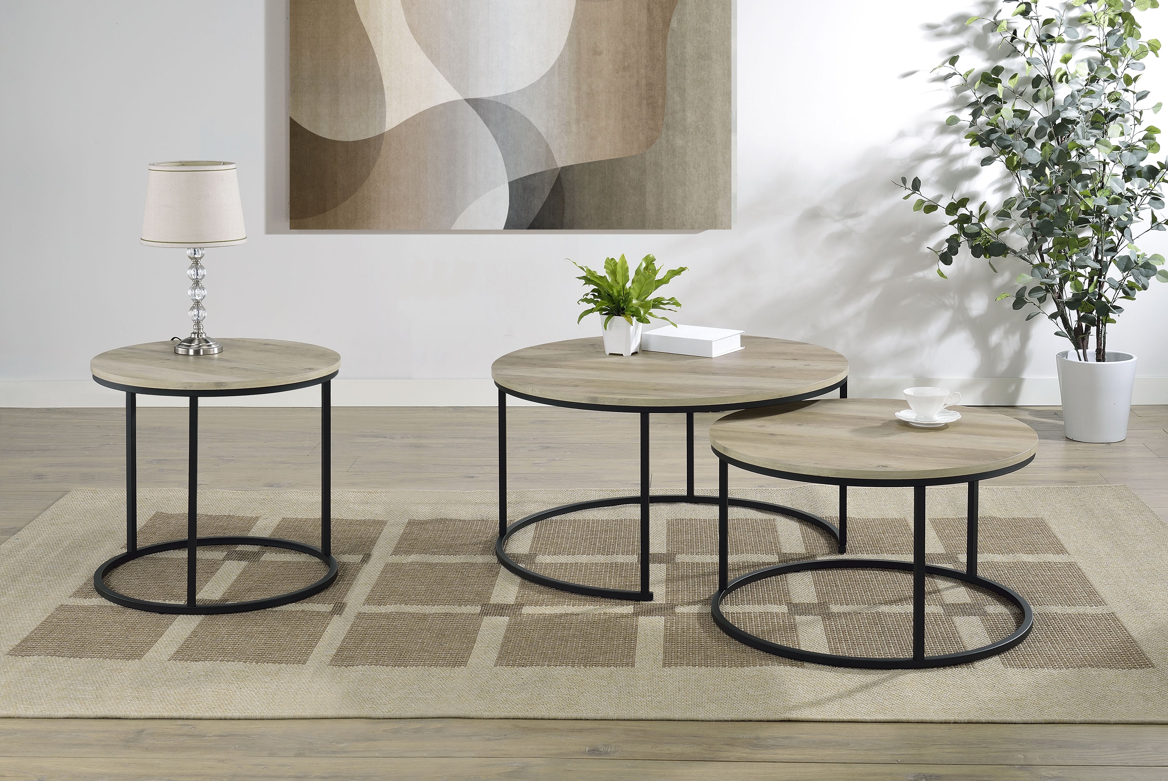 Lainey Round Occasional Side End Table Distressed Pine — view 11