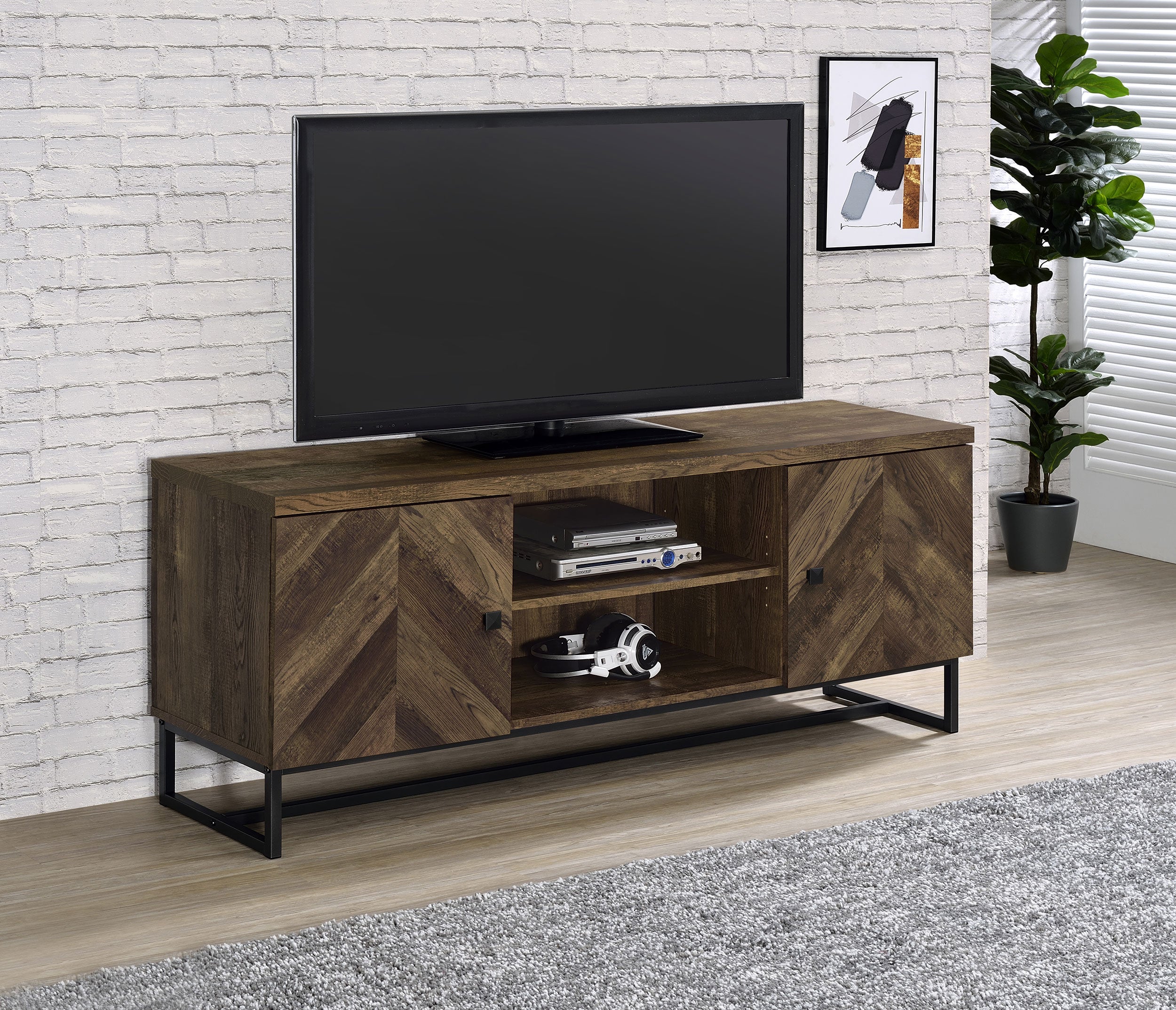 Myles 2-door Engineered Wood 60-inch TV Stand Rustic Oak — view 2