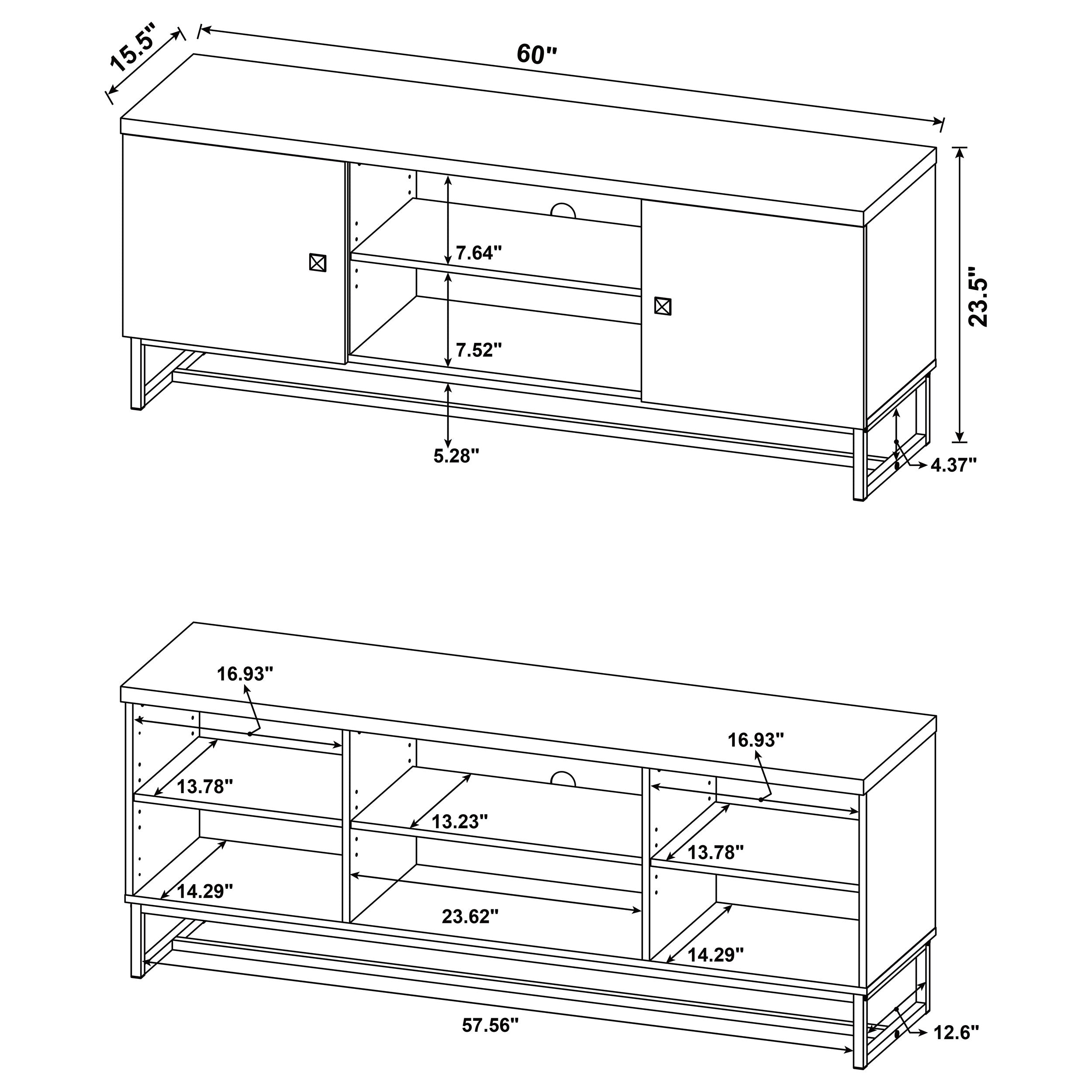 Myles 2-door Engineered Wood 60-inch TV Stand Rustic Oak — view 13
