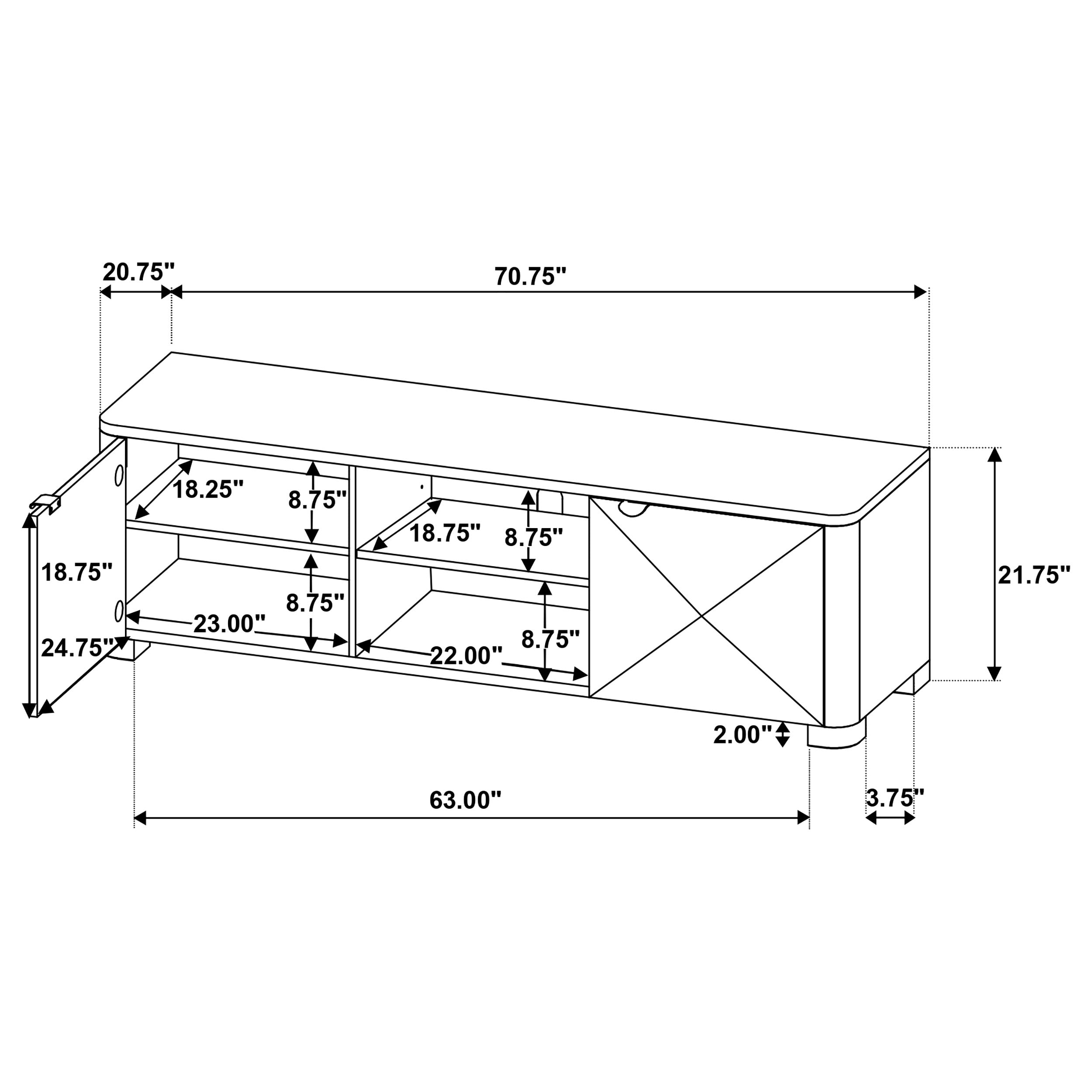 Marcelo 71-inch TV Stand Media Console Light Elm — view 13