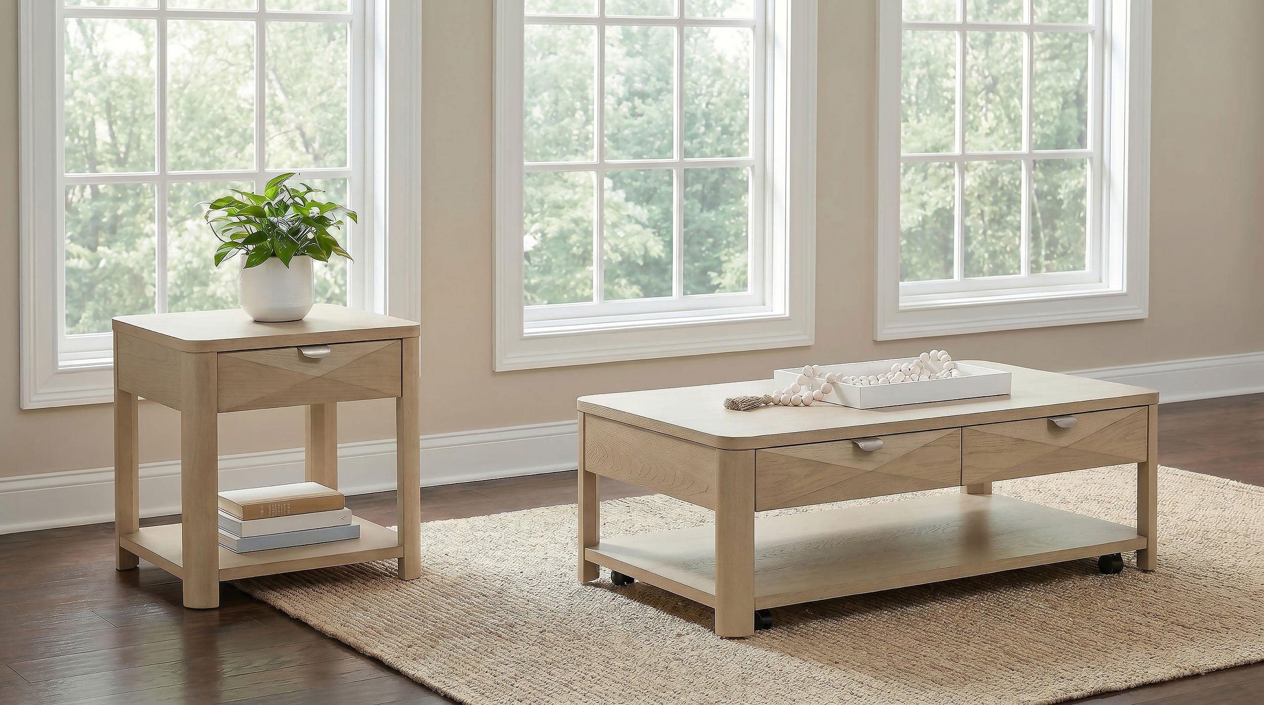 Marcelo 2-piece Coffee Table Set with Storage Light Elm — view 1