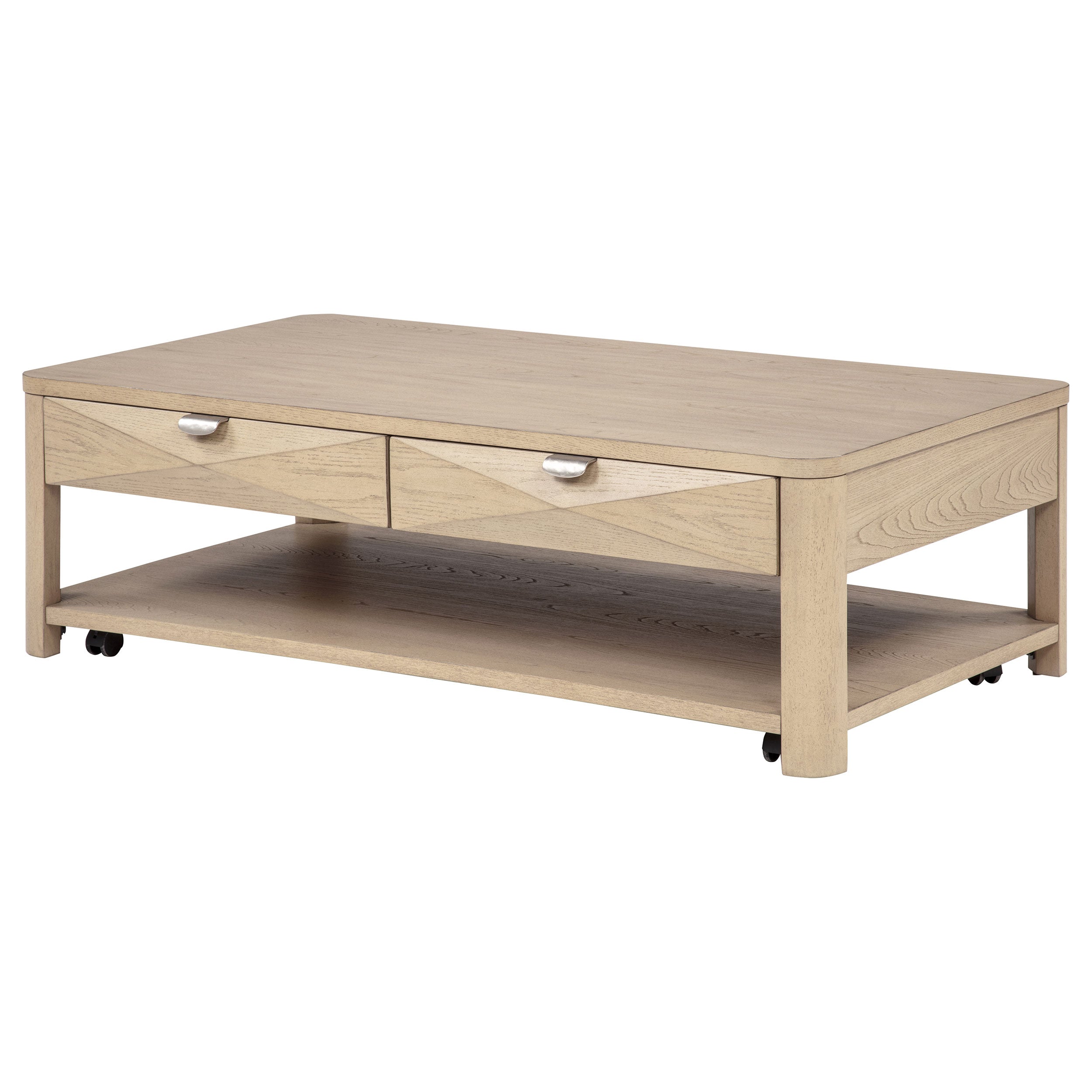 Marcelo Wood Coffee Table with 2 Drawers and Shelf Light Elm — view 5