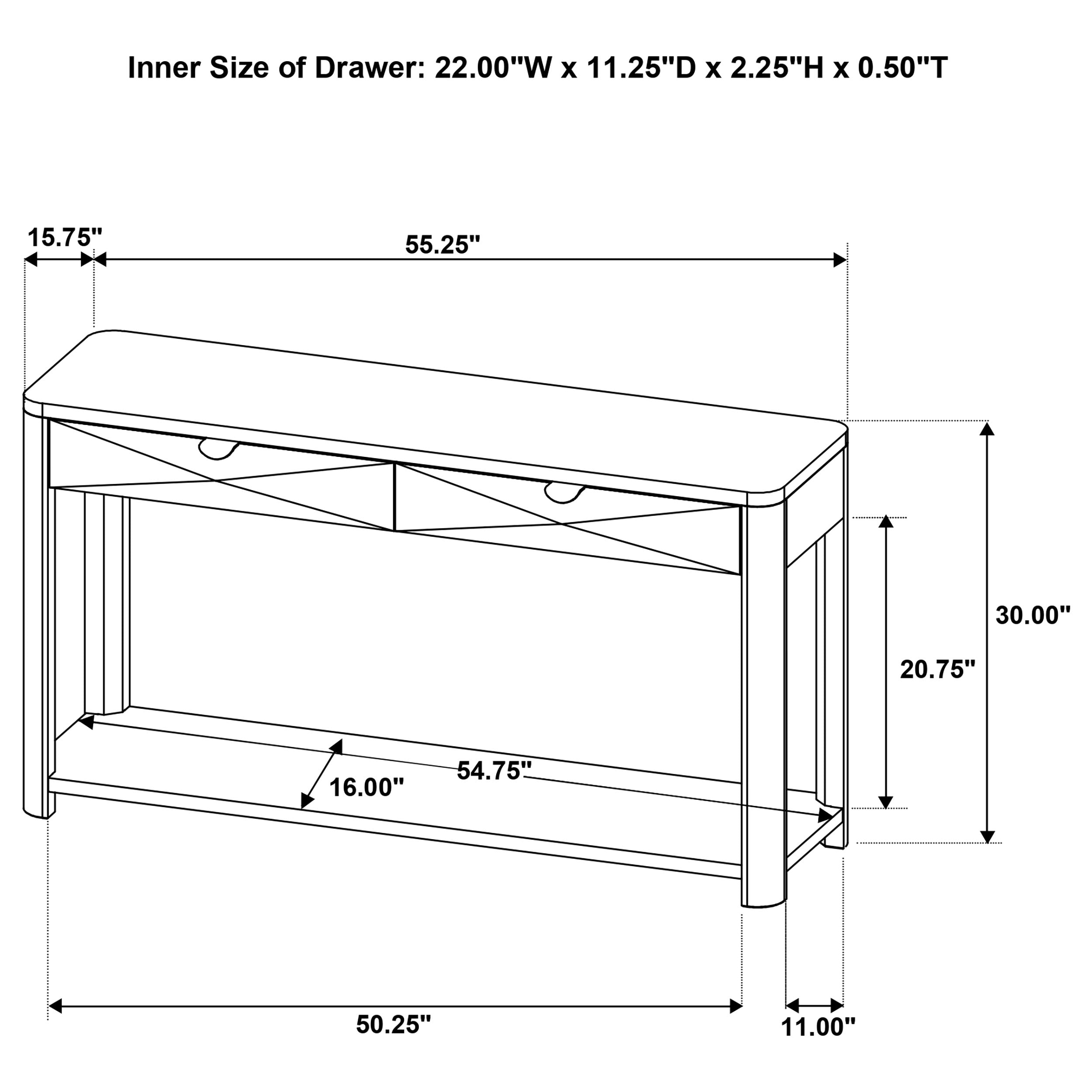Marcelo Sofa Console Table with 2 Drawers and Shelf Light Elm — view 13