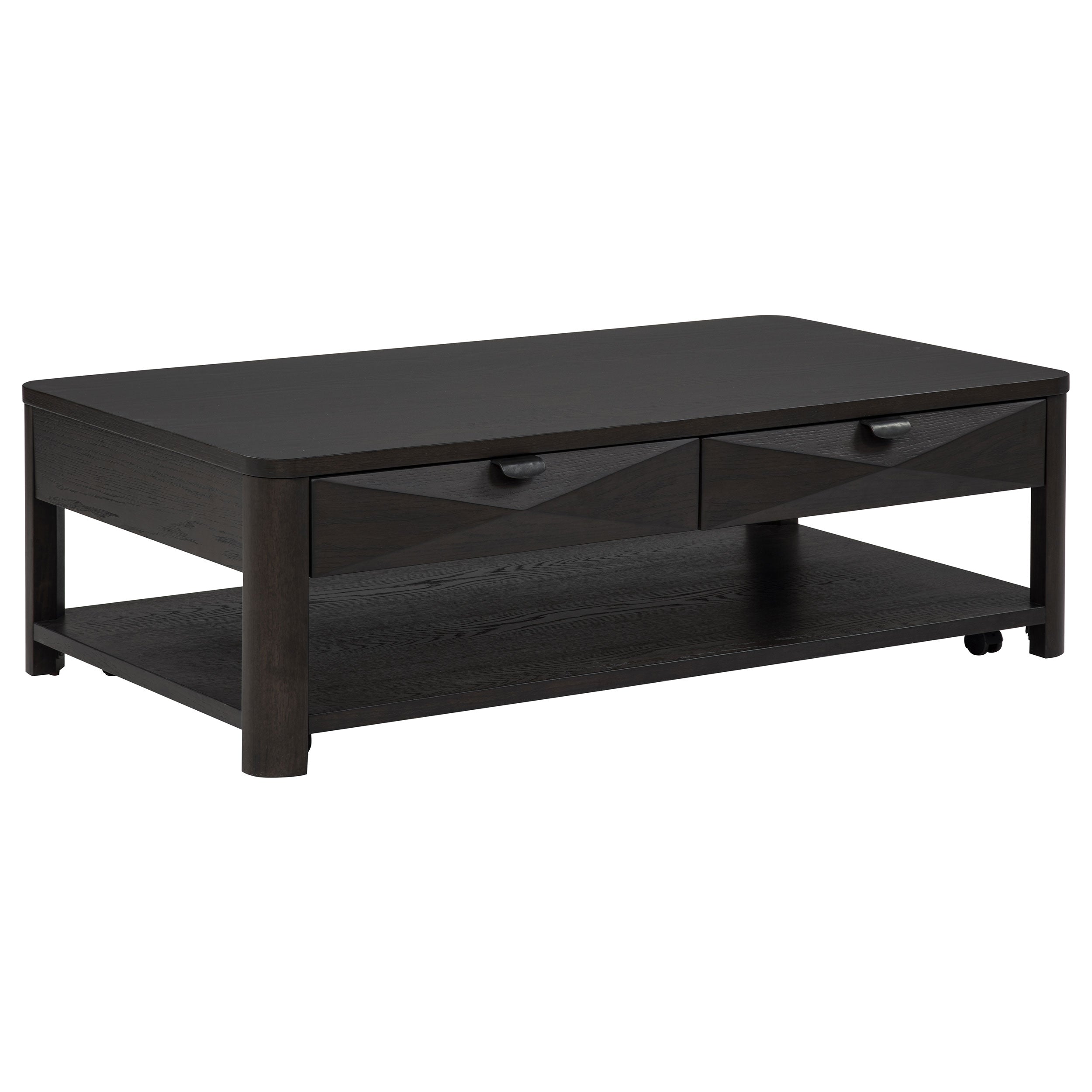 Marcelo Wood Coffee Table with 2 Drawers and Shelf Coffee — view 1