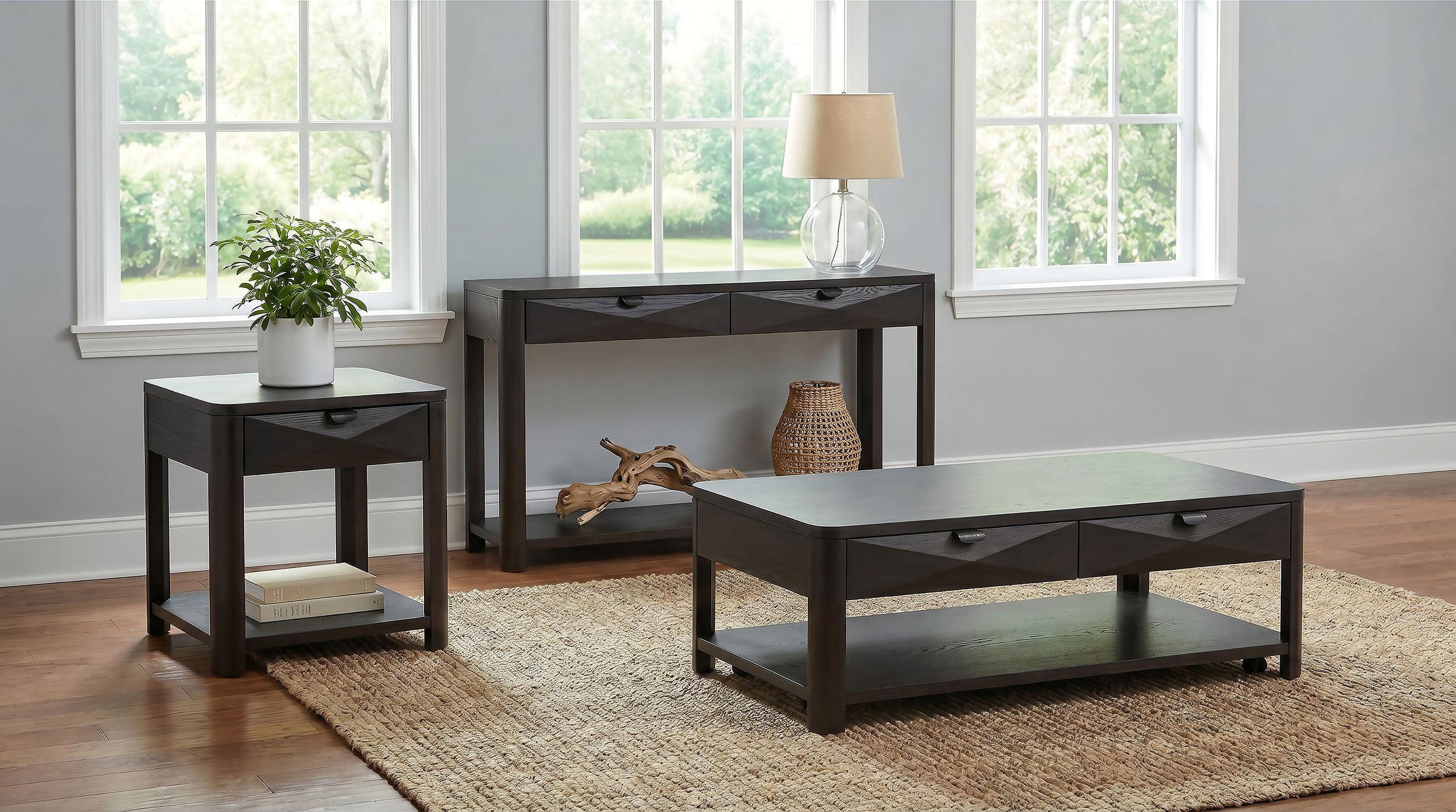 Marcelo Wood Coffee Table with 2 Drawers and Shelf Coffee — view 14