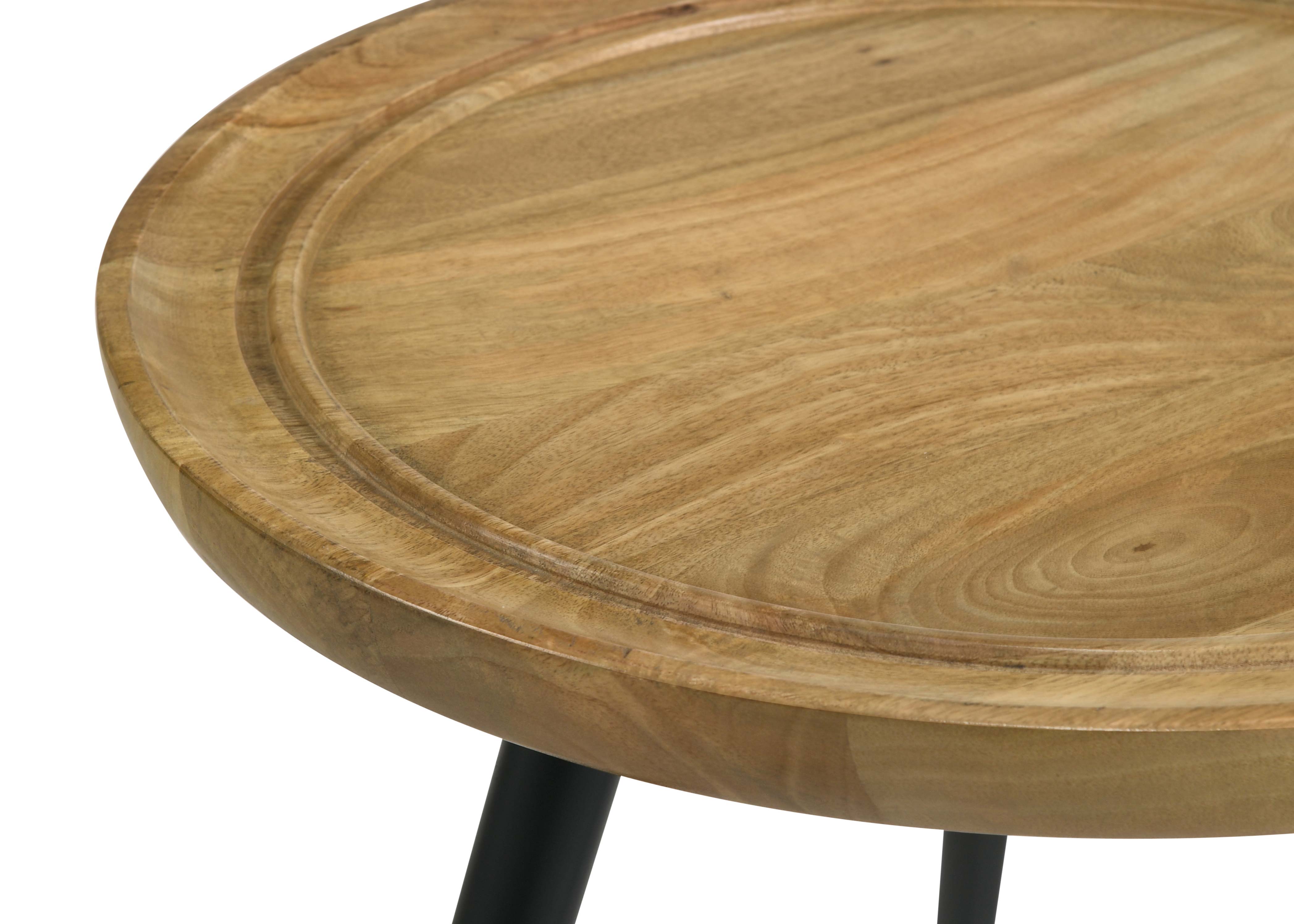 Zoe Round Mango Wood Side End Table Natural and Black — view 4