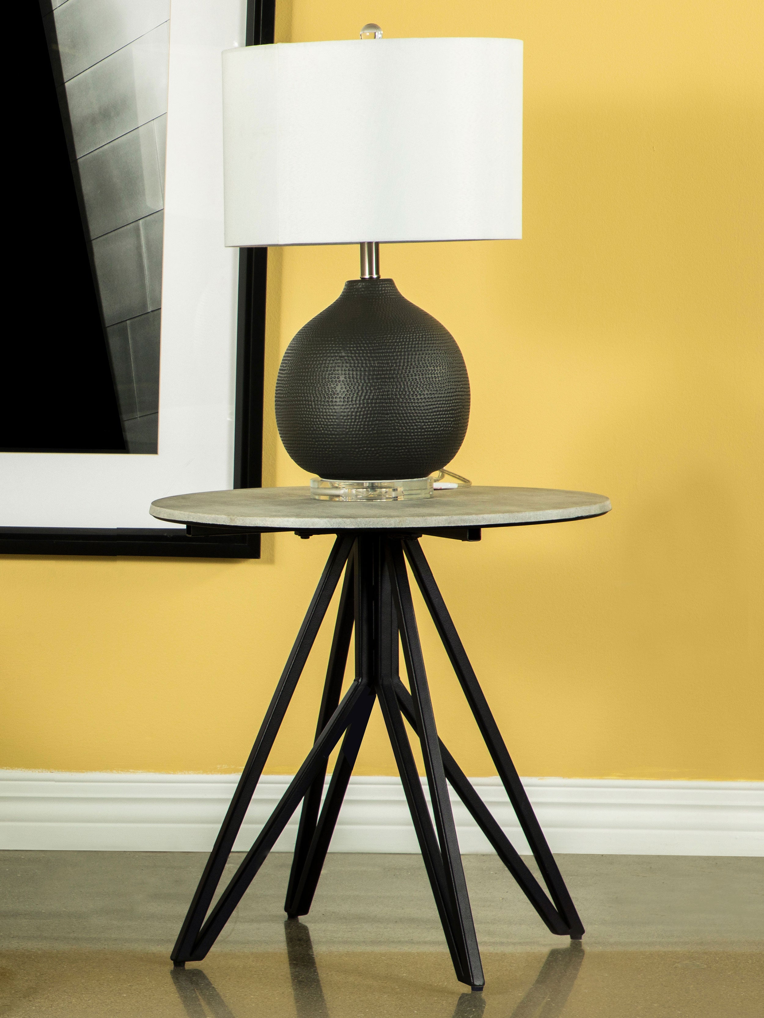 Hadi Round SmartTop Side End Table Cement and Gunmetal — view 2