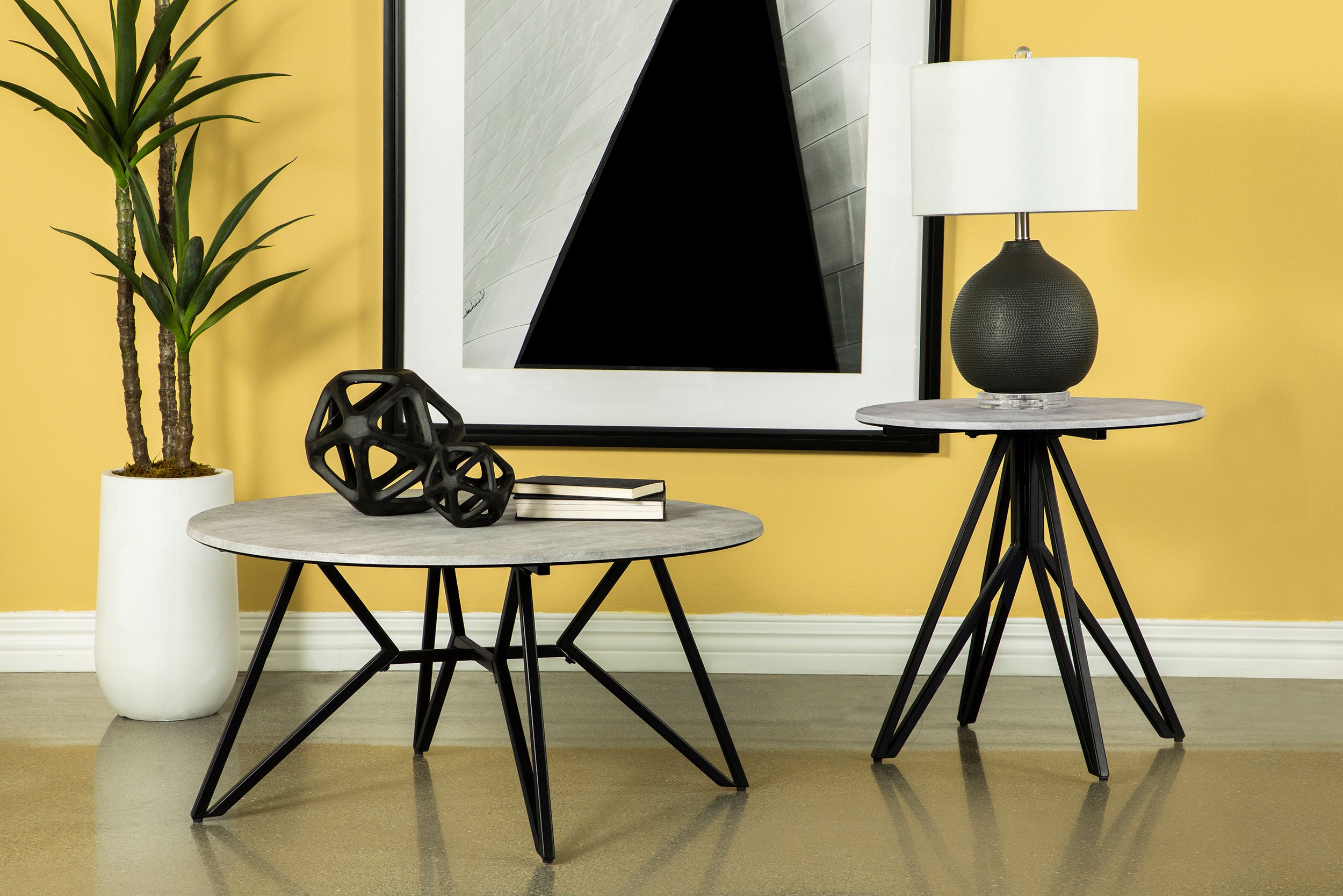 Hadi 2-piece Round SmartTop Coffee and End Table Set Cement — view 1