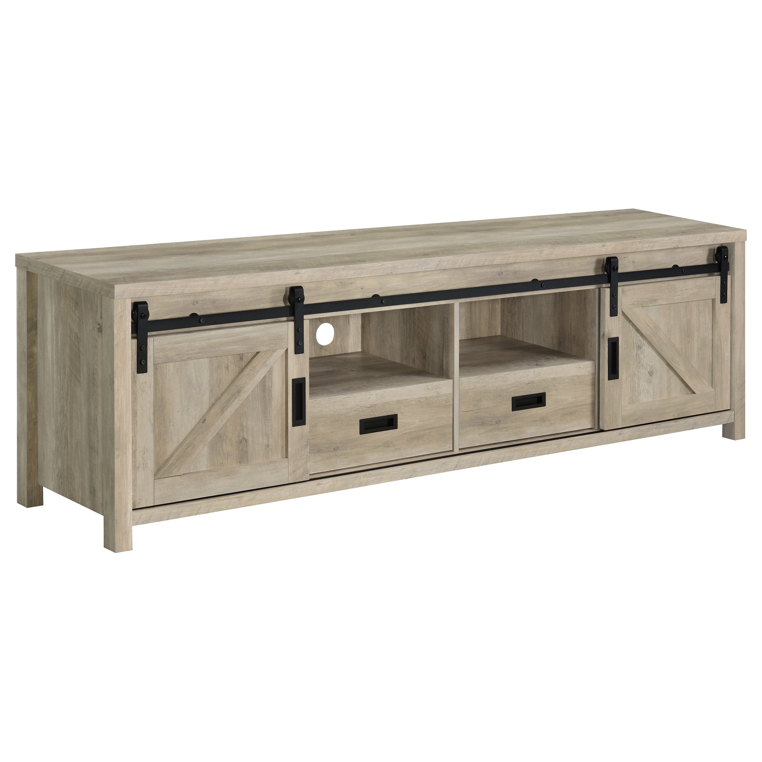 Madra 2-door Engineered Wood 79-inch TV Stand Distressed Pine — view 1