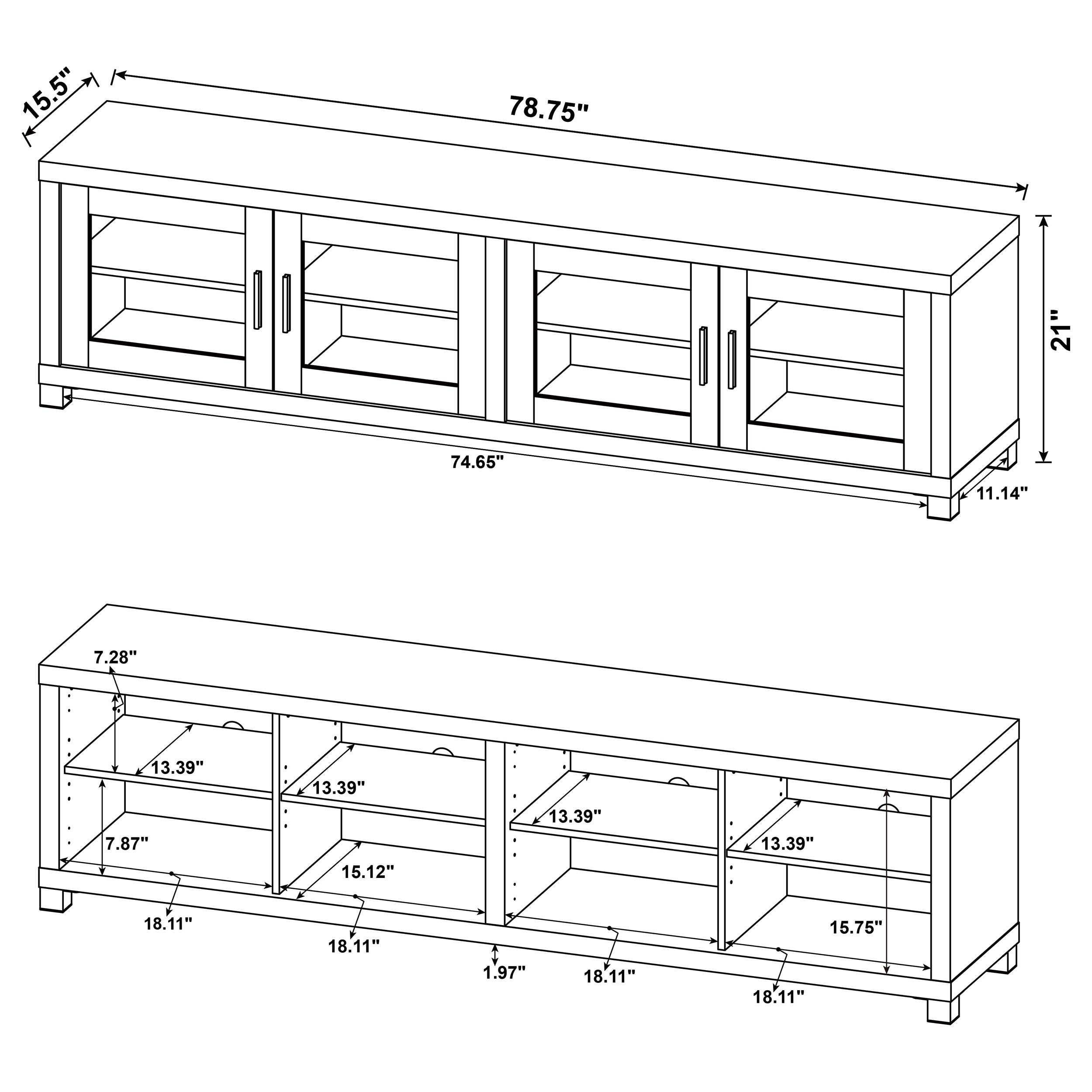 Sachin 3-piece 79-inch TV Entertainment Center Antique Pine — view 19