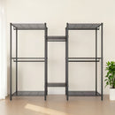Heavy Duty Garment Rack With 8 Adjustable Wire Shelves And 5 Clothes Rails, Freestanding Closet Organizer Metal - Black