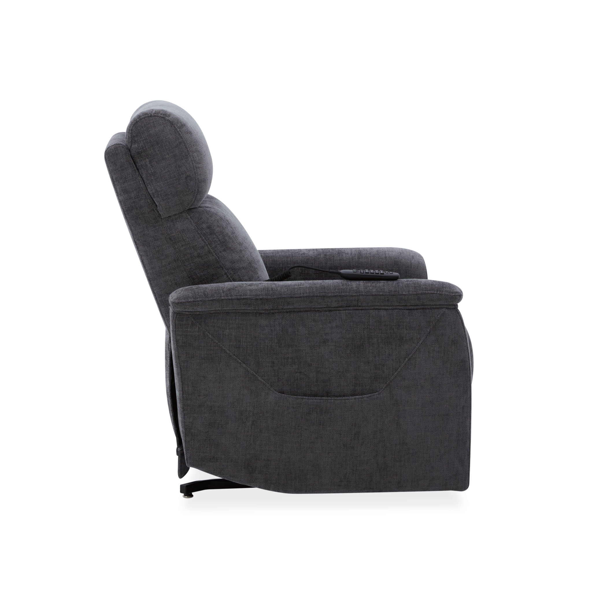 Luma - Petite Power Lift Recliner With Power Headrest, Lumbar, Heat & Massage - Dark Gray