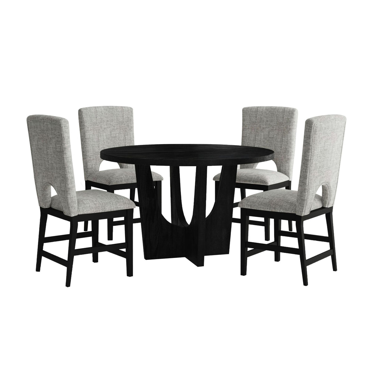 Oregon 5 Piece Counter Height Dining Set (Round Counter Table And Four Chairs) in Black by Elements International