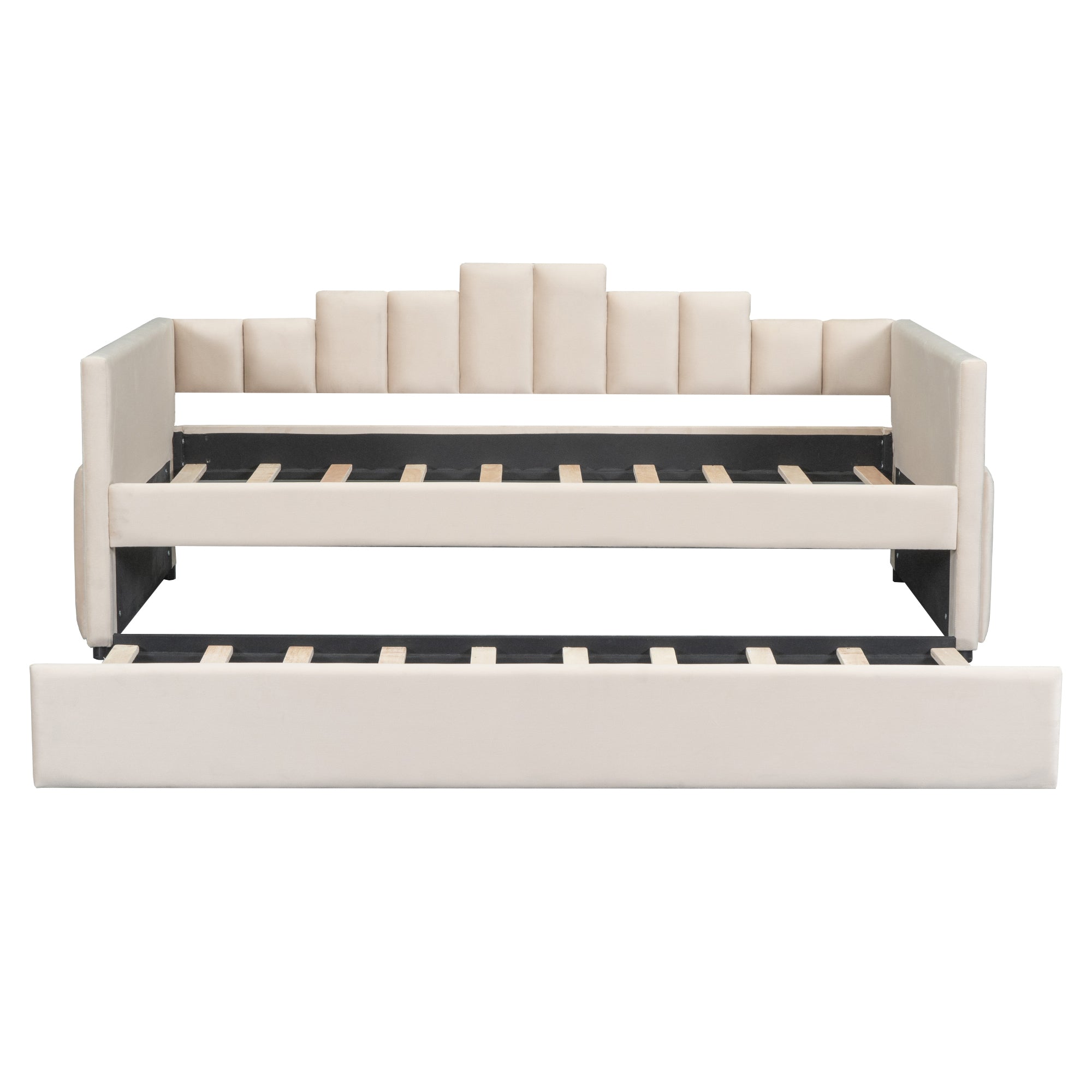 Twin Size Upholstered Daybed with Light and USB Port, Beige - Atlantic Fine Furniture Melbourne FL