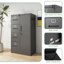 Metal Storage Vertical Filing Cabinet With Lock, 4 Drawers, 1 Door, Steel Construction, School / Office Use