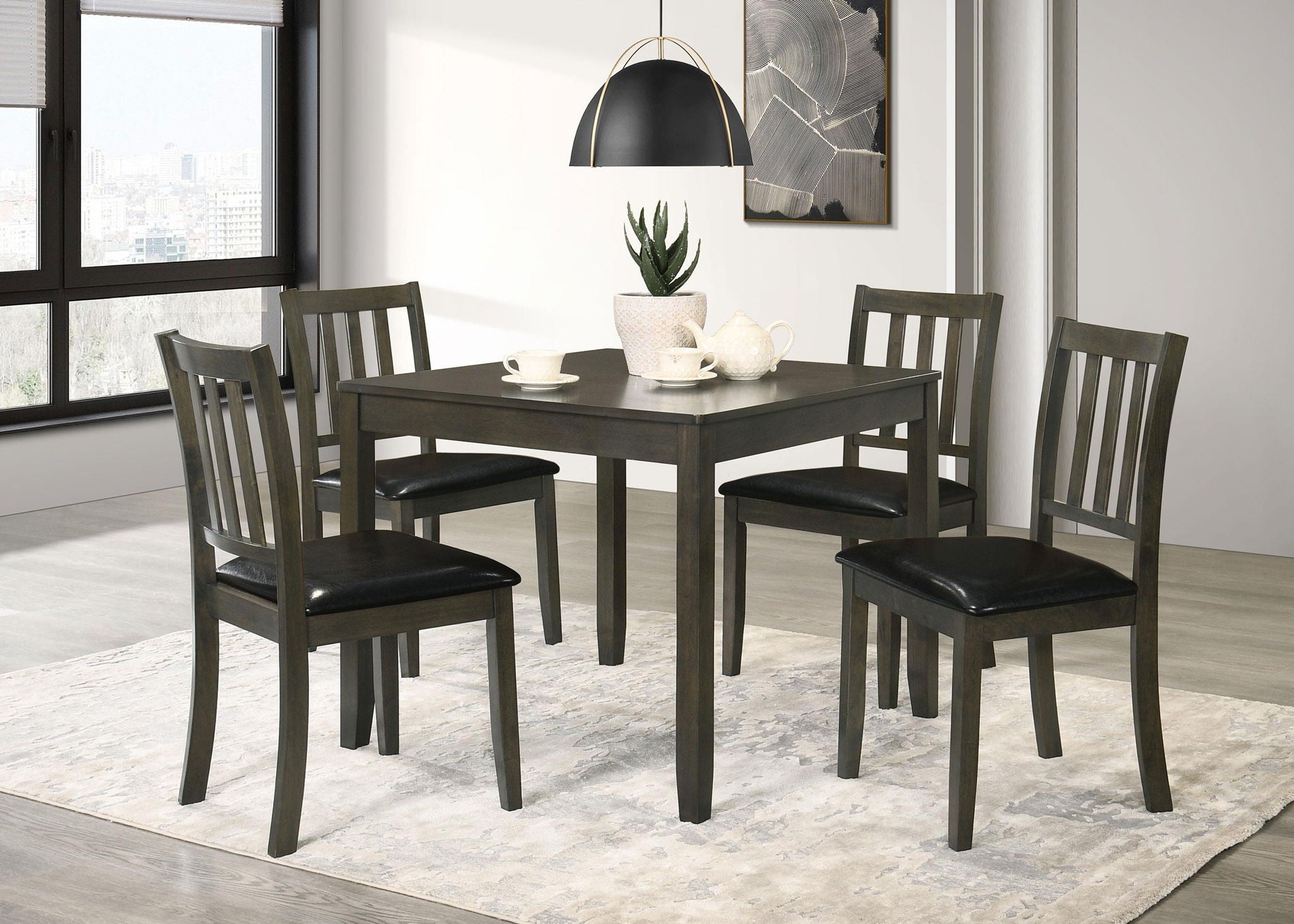 Parkwood 5-piece Square Dining Table Set Charcoal - Atlantic Fine Furniture Melbourne FL