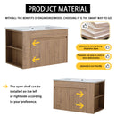 Modern Wall Mounted Bathroom Vanity With Sink And Storage Rack Soft Close Doors Plywood - Imitative Oak