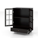 Minimalist Buffet Cabinet With Double Glass Doors And Drawer