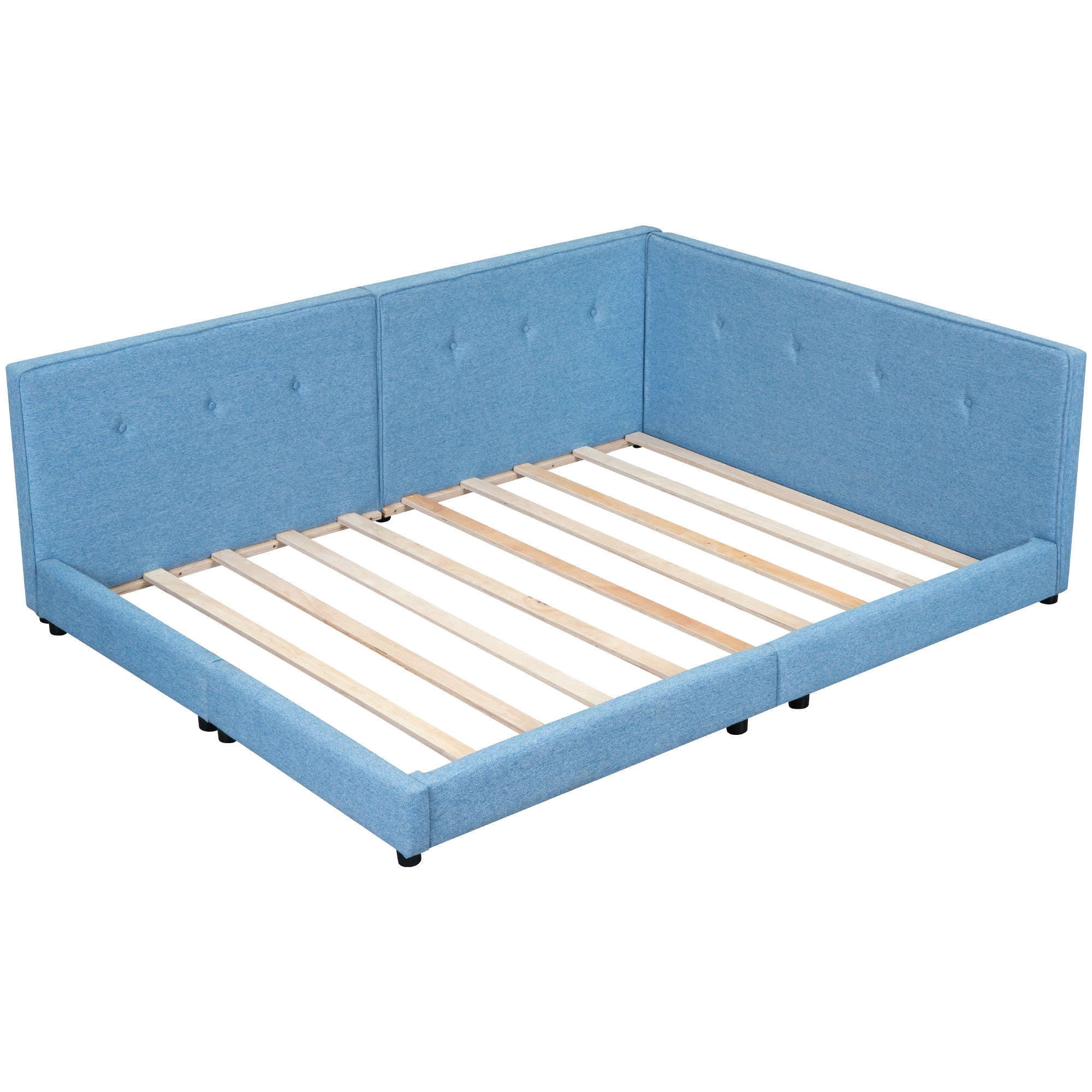 Upholstered Full Size Tufted Platform Bed, Blue - Atlantic Fine Furniture Melbourne FL