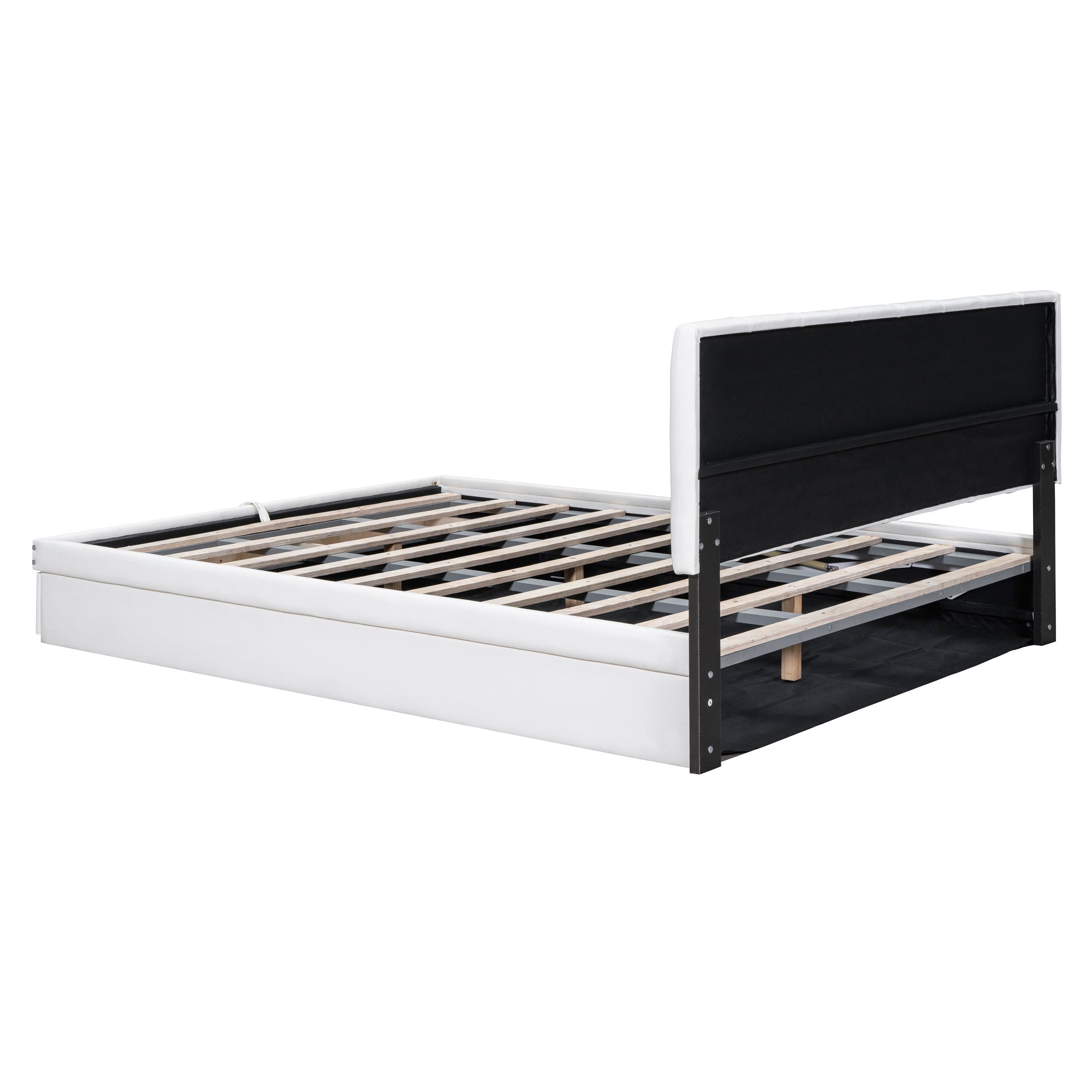 Queen Size Upholstered Bed with Hydraulic Storage System and Drawer, White - Atlantic Fine Furniture Melbourne FL