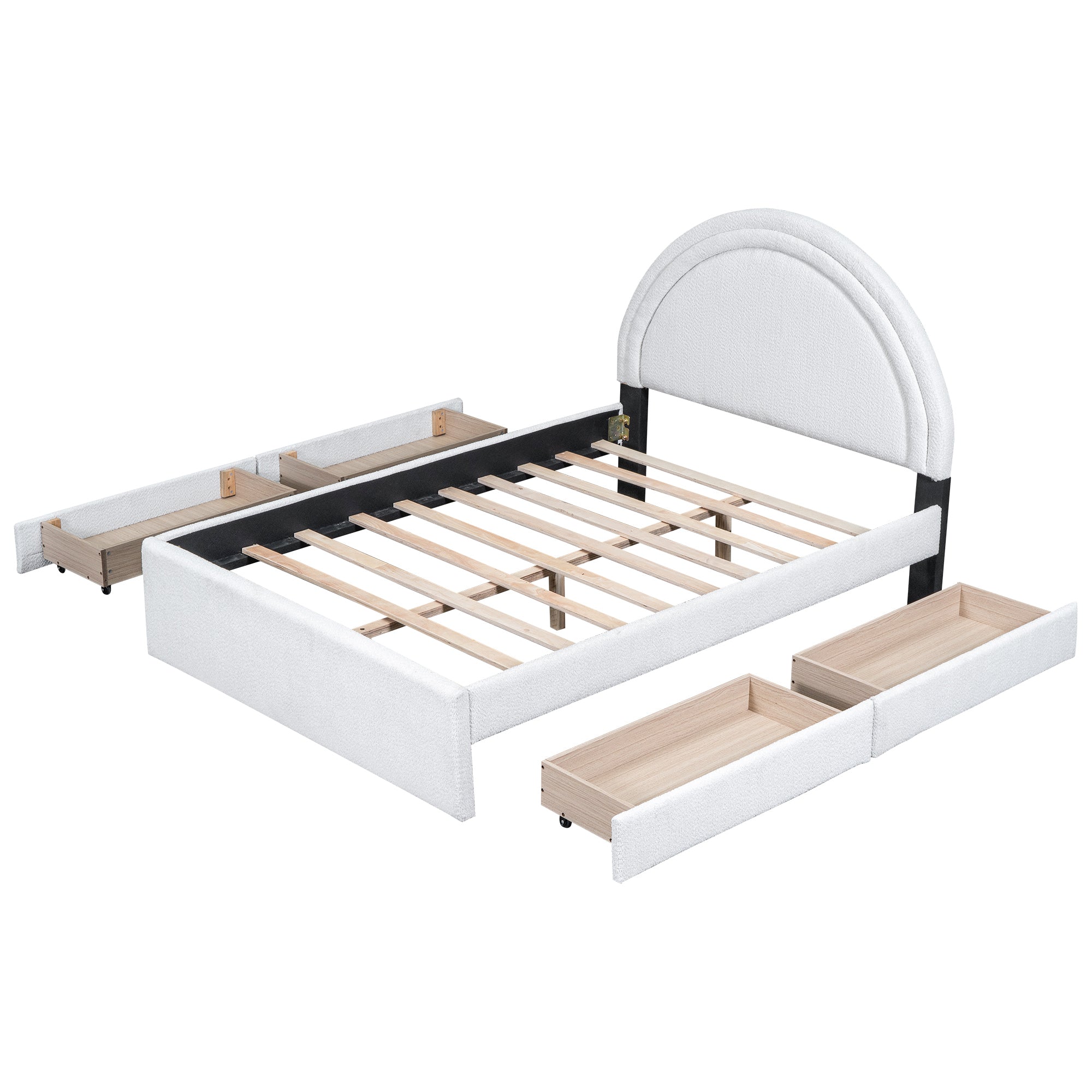 Teddy Upholstered Platform Bed With Four drawers, Full - Atlantic Fine Furniture Melbourne FL