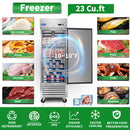 Commercial Freezer 23 Cu.Ft With 1 Solid Door Reach-In Freezers Stainless Steel Etl Approved Upright Freeze Storage - Silver