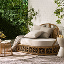 Outdoor Wicker Daybed With Pillows - Light Brown / Beige